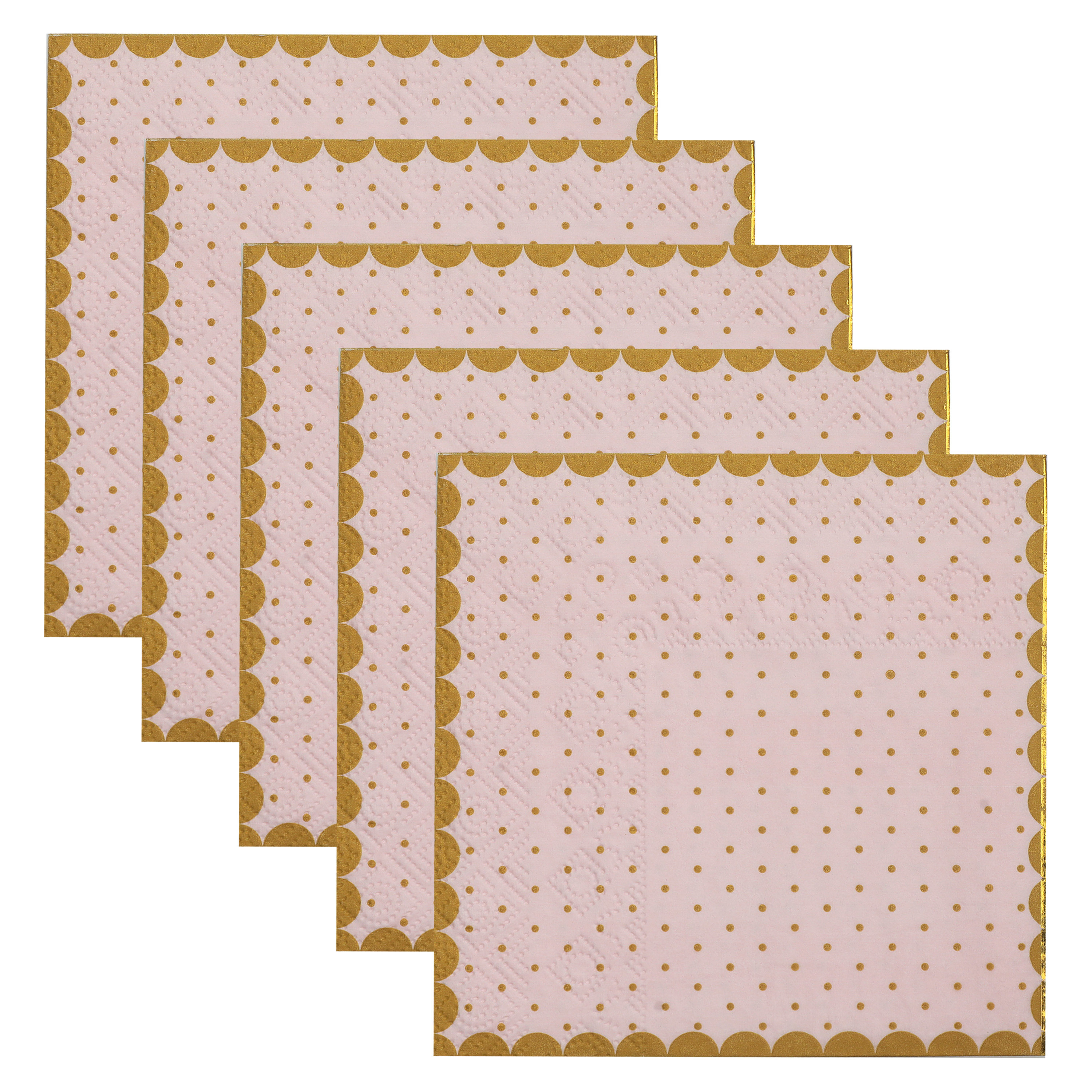 Feest servetten - stippen - 100x stuks - 25 x 25 cm - papier - roze/goud