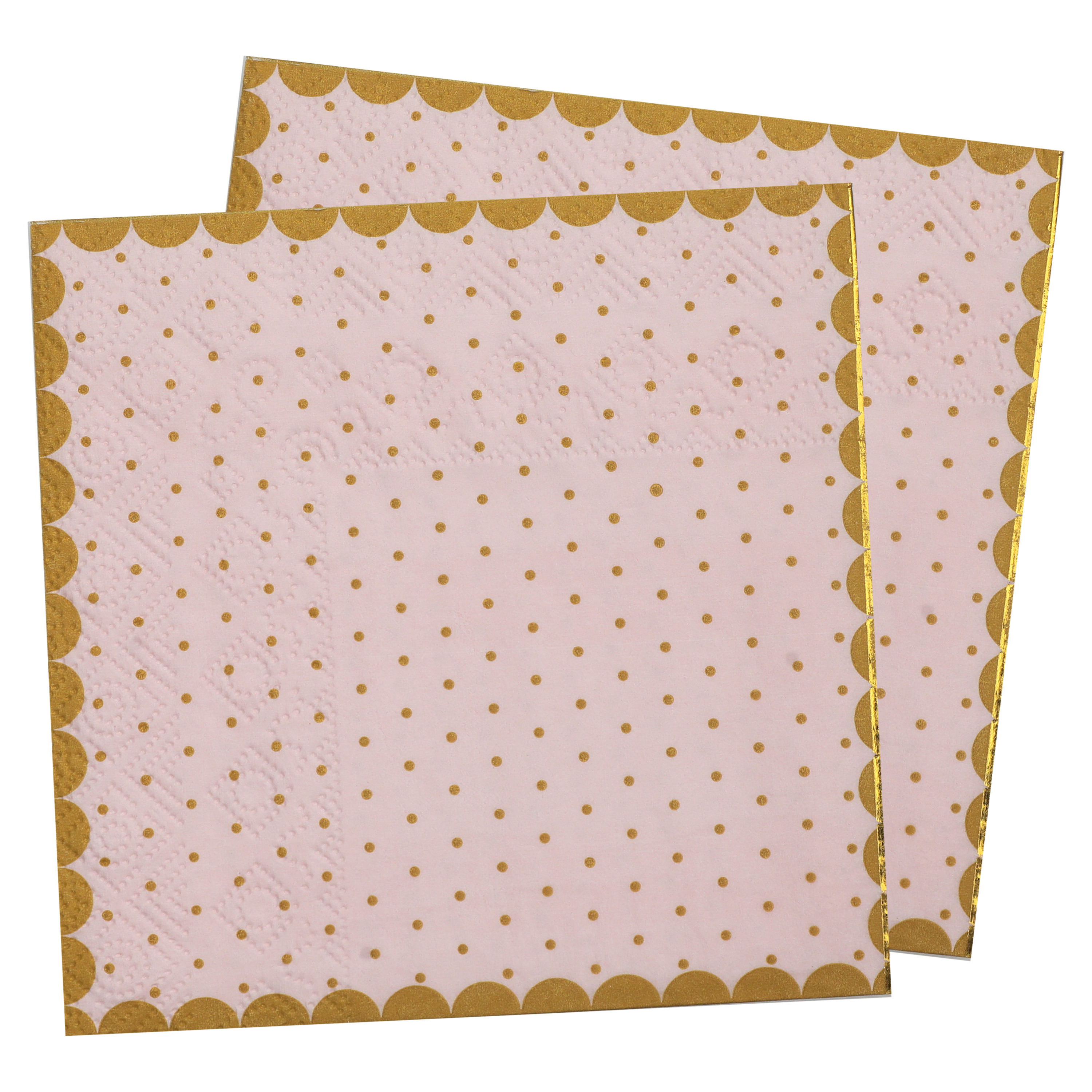 Feest servetten - stippen - 40x stuks - 25 x 25 cm - papier - roze/goud