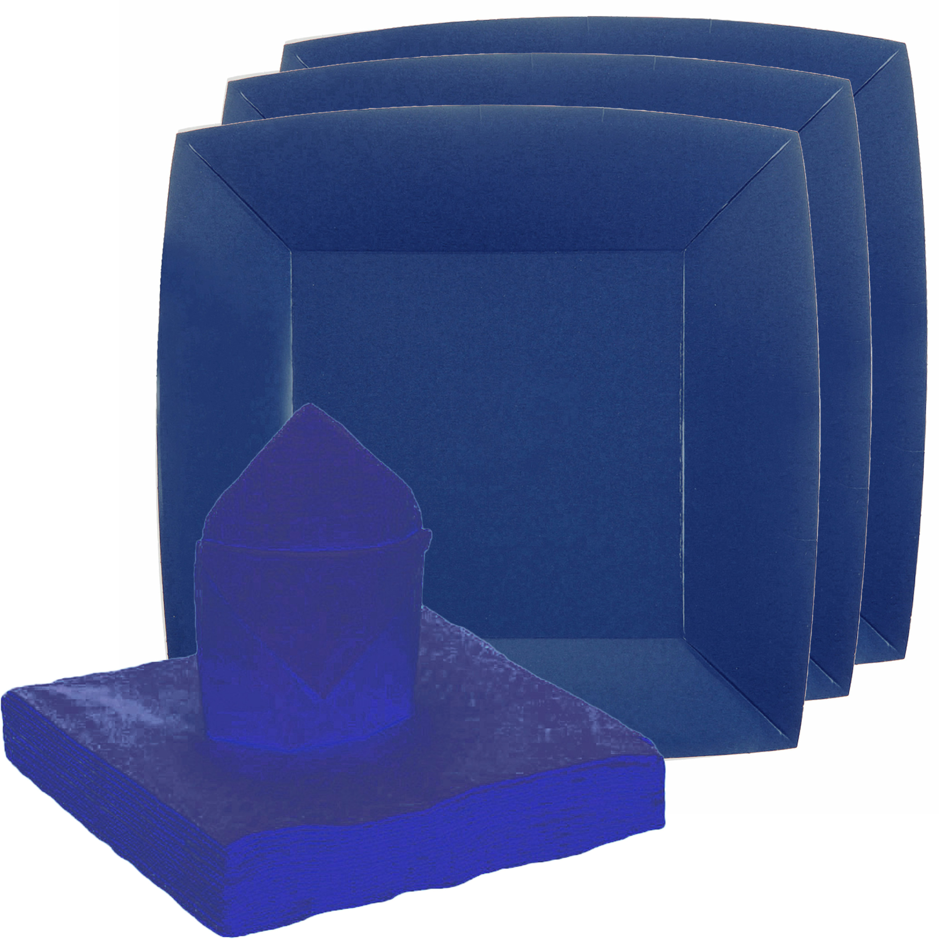 Feest-verjaardag servies set 10x bordjes-20x servetten kobalt blauw karton
