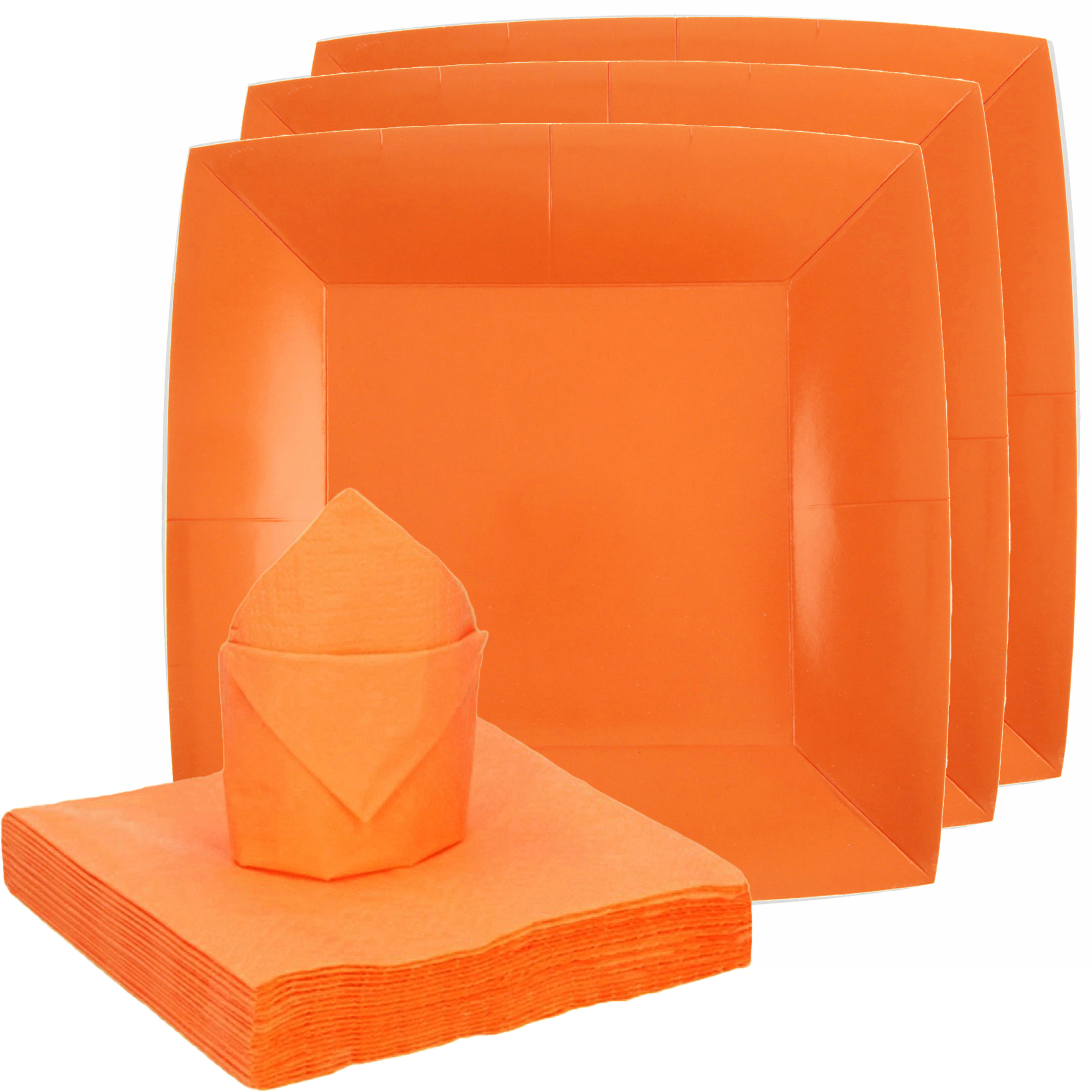 Feest-verjaardag servies set 10x bordjes-25x servetten oranje karton