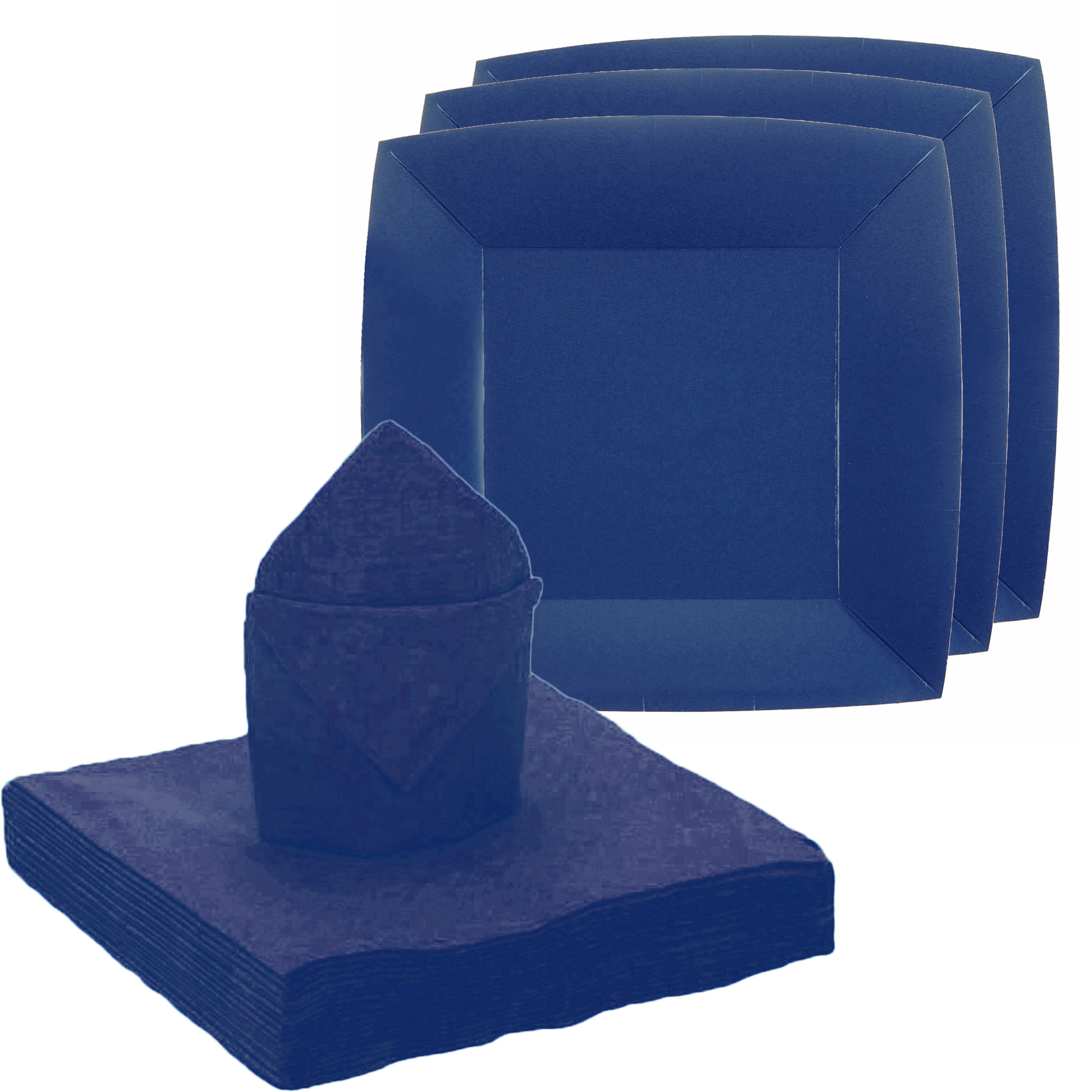 Feest-verjaardag servies set 10x gebaksbordjes-20x servetten kobalt blauw karton