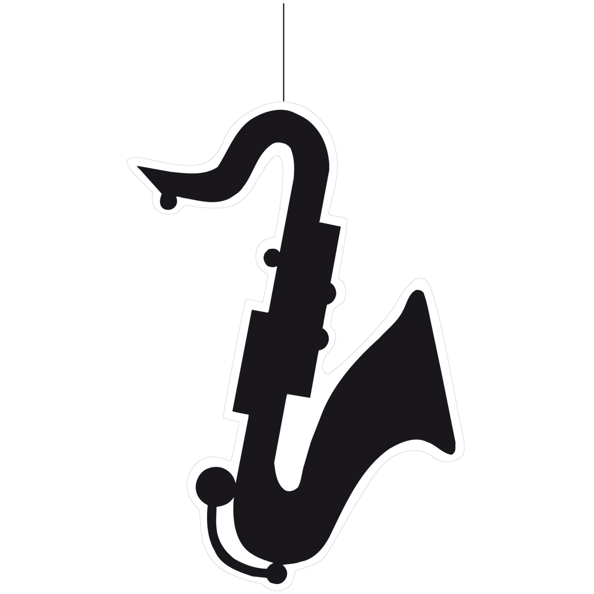 Feest versiering hangdecoratie saxofoon zwart karton 32 cm