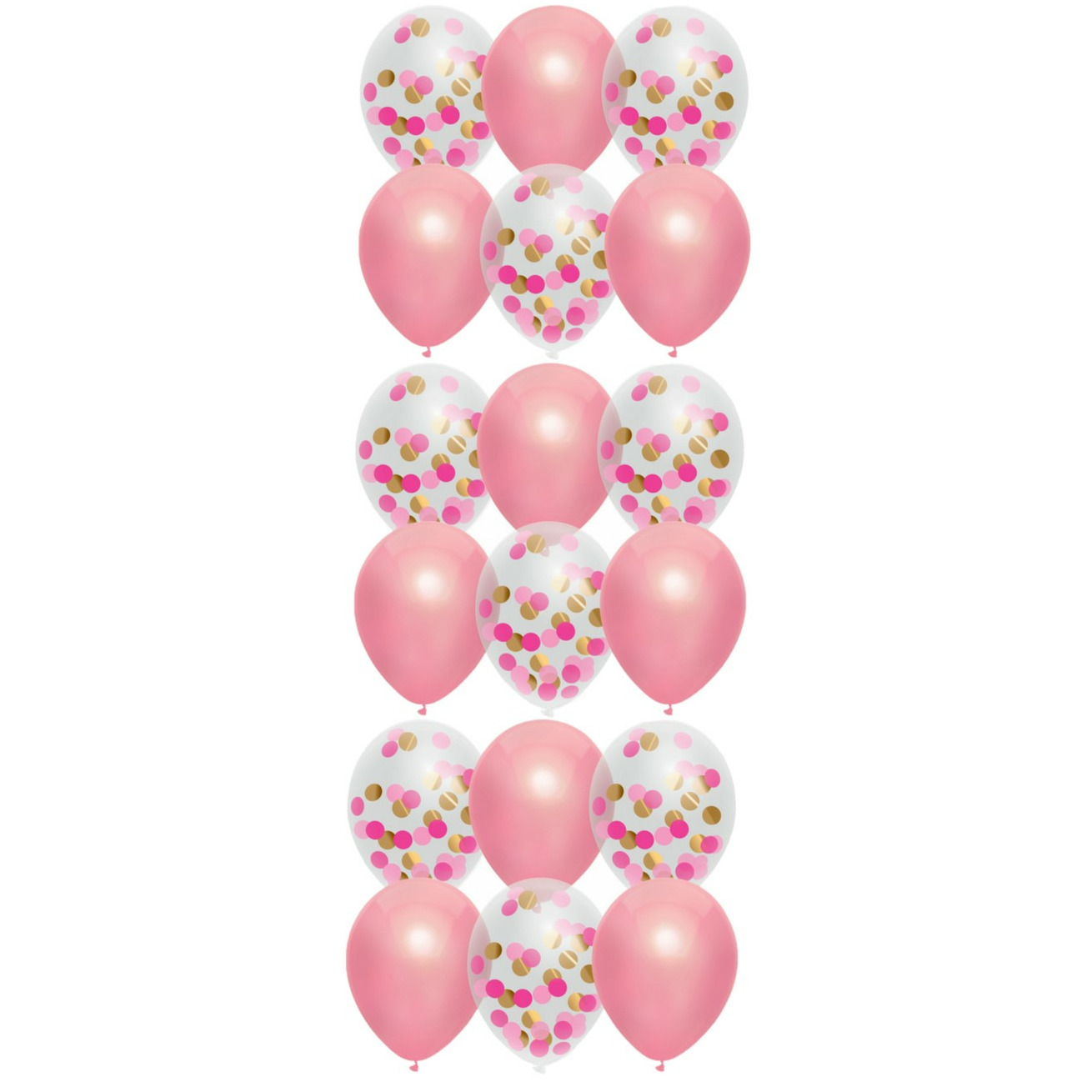 Feestversiering roze-mix thema ballonnen 18x stuks 30 cm