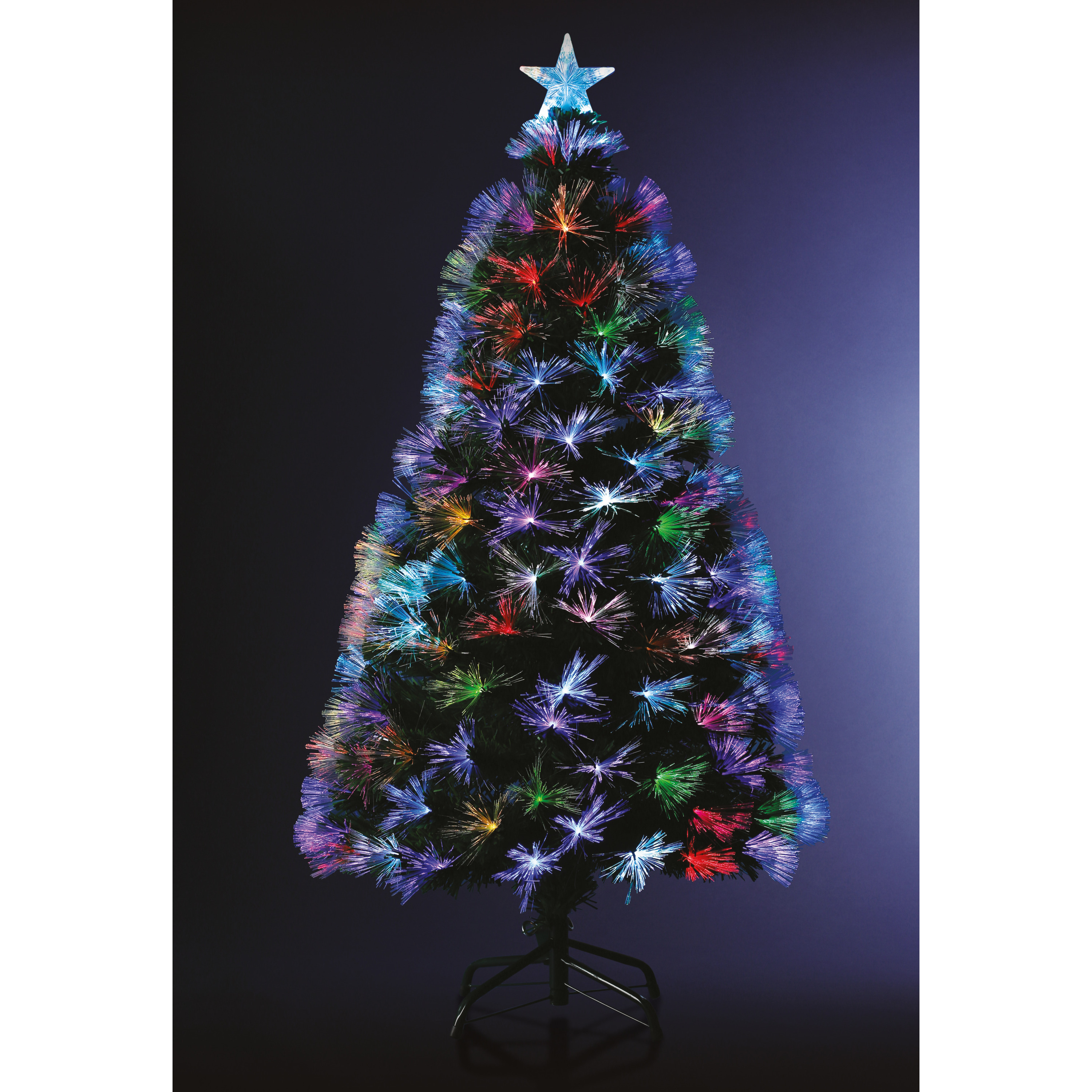 Fiber kerstboom-kunst kerstboom met gekleurde verlichting 120 cm