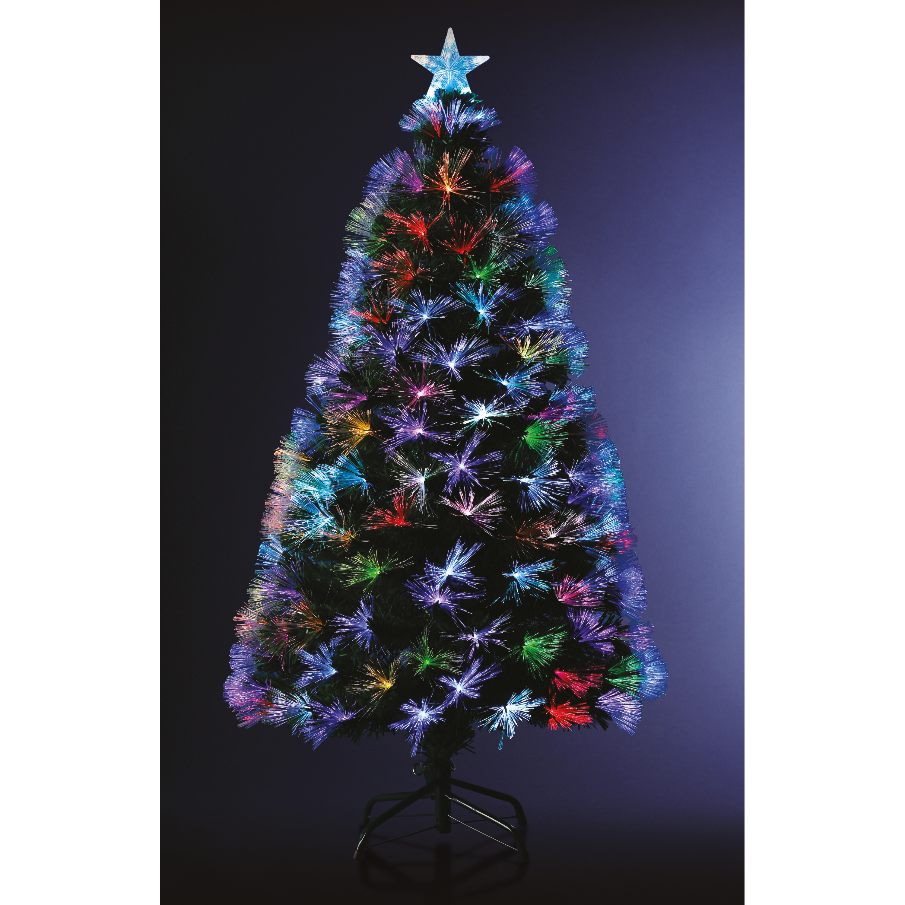 Fiber kerstboom-kunst kerstboom met gekleurde verlichting 90 cm