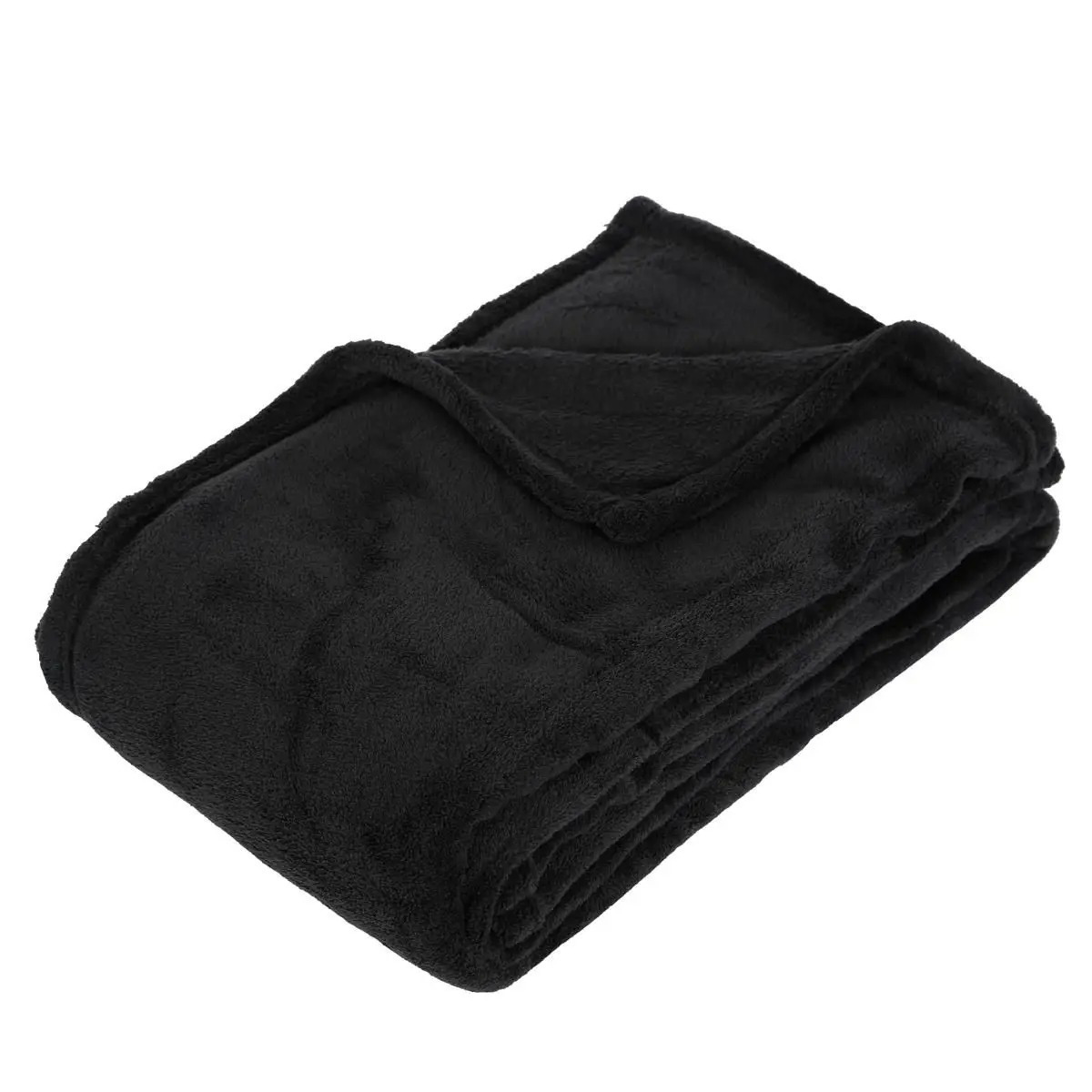 Fleece deken-fleeceplaid zwart 125 x 150 cm polyester