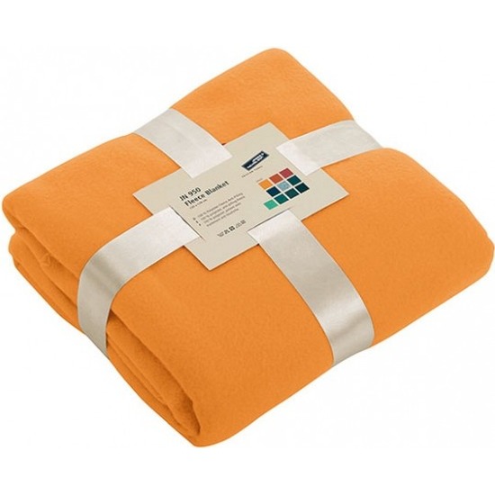 Fleece deken-plaid oranje 130 x 170 cm