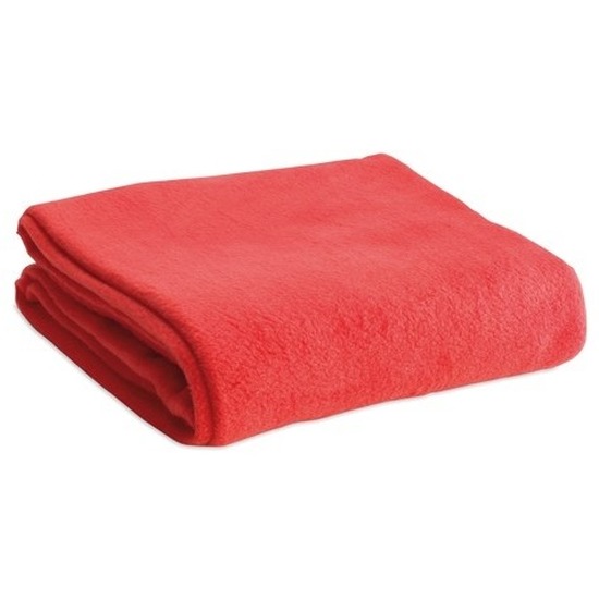 Merkloos Fleece deken/plaid rood 120 x 150 cm -