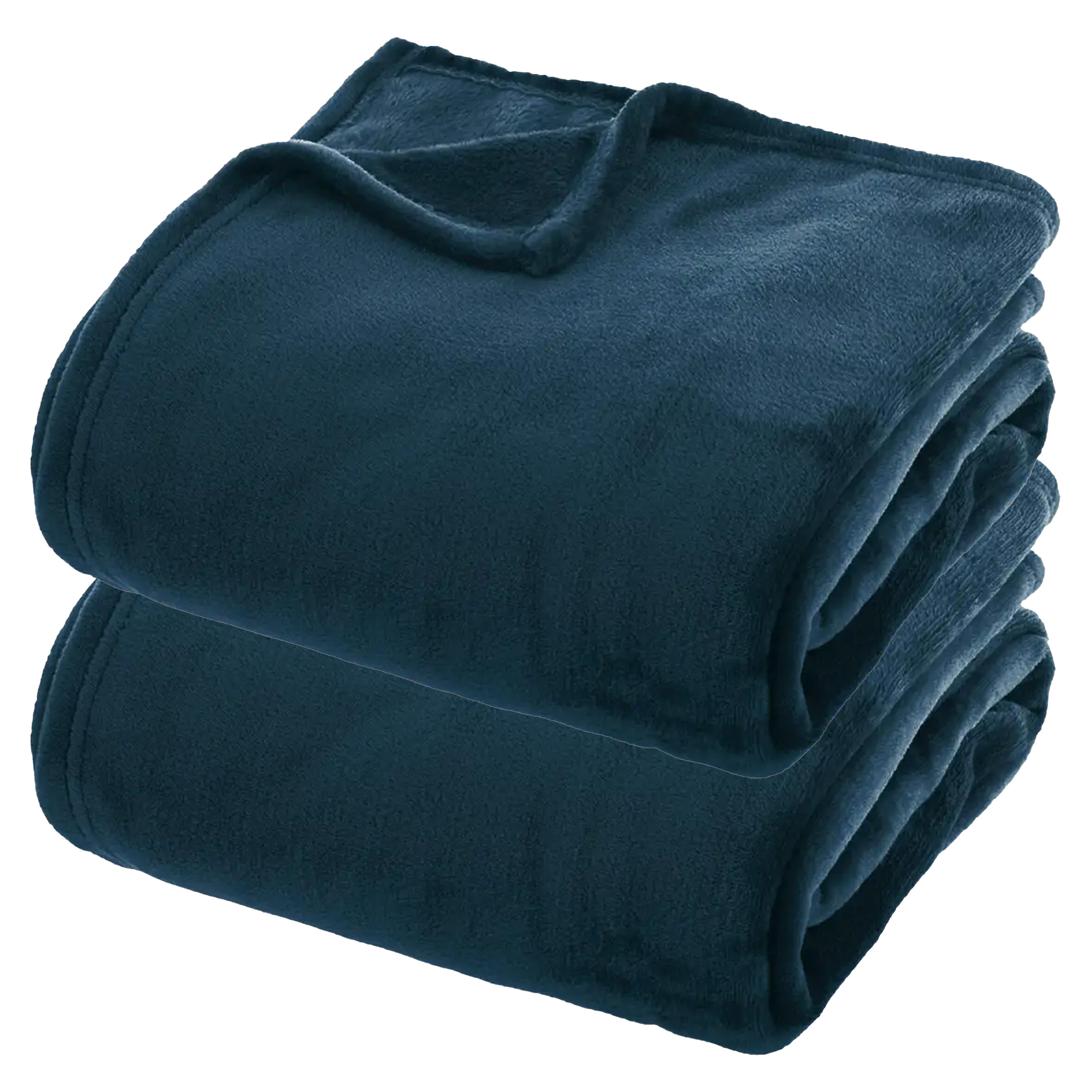 Fleece dekens-fleeceplaids 2x donkerblauw 180 x 230 cm polyester bankdeken
