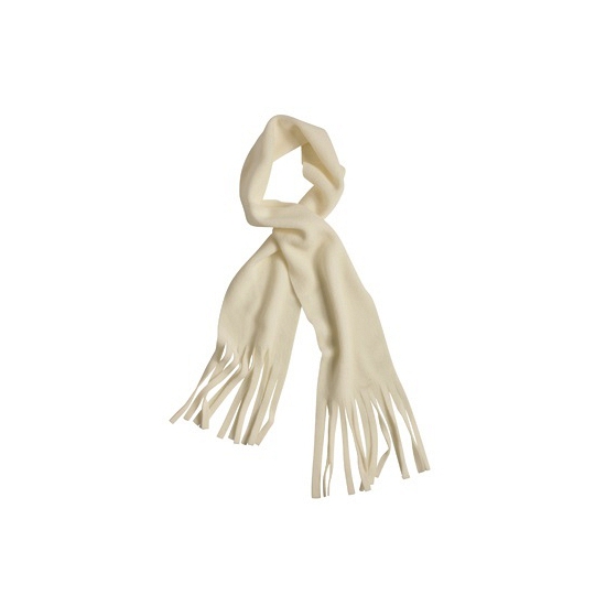 Fleece sjaal met franjes off white -