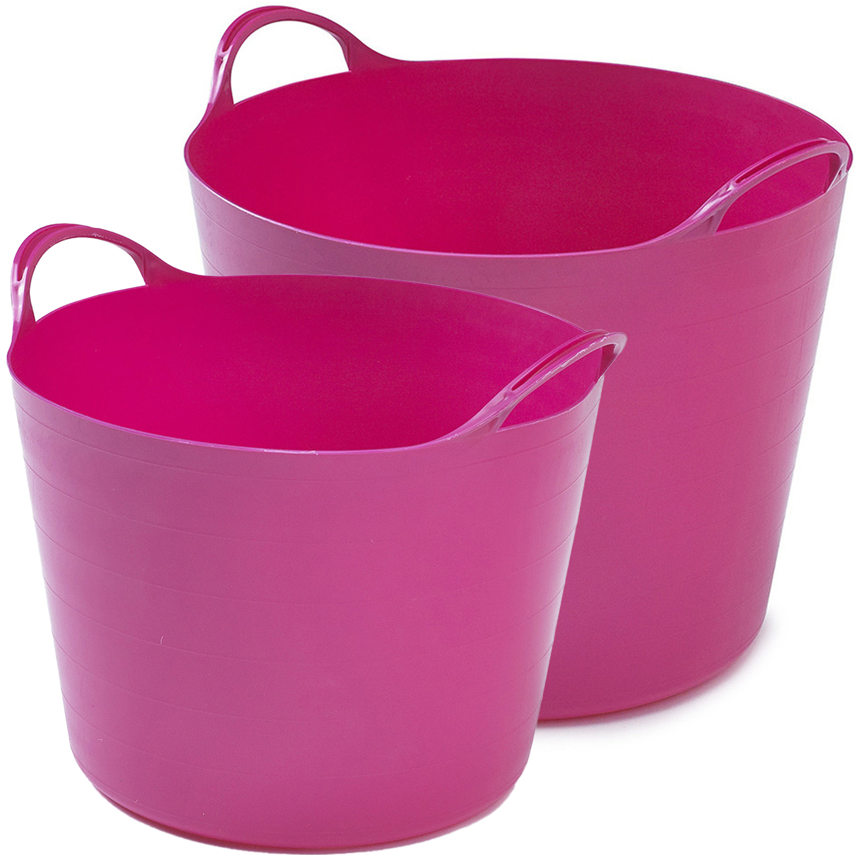 Flexibele emmers 2x stuks 14 liter en 26 liter roze