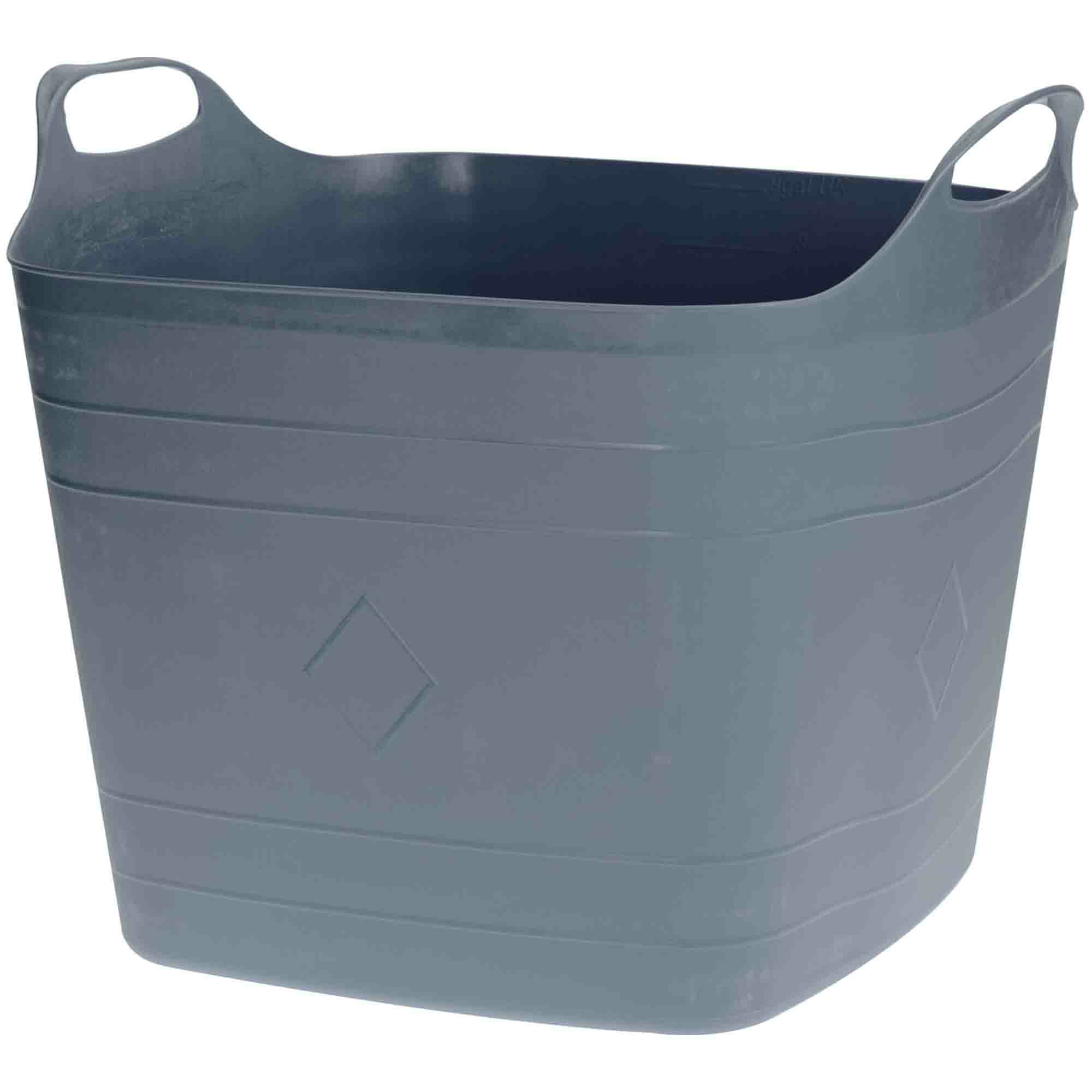Flexibele kuip grijs 40 liter vierkant kunststof emmer wasmand