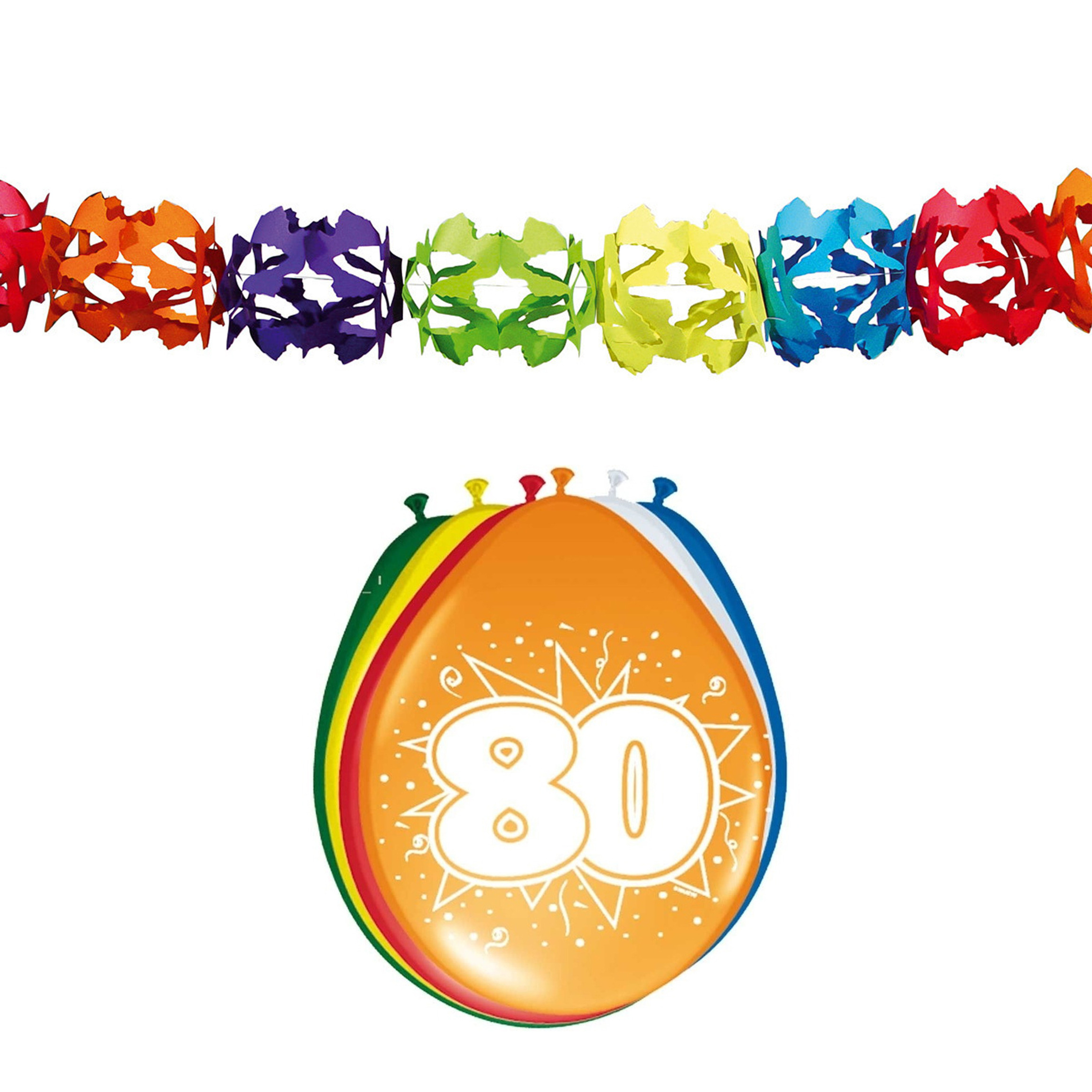 Folat Party 80e jaar verjaardag feestversiering set Ballonnen en slingers