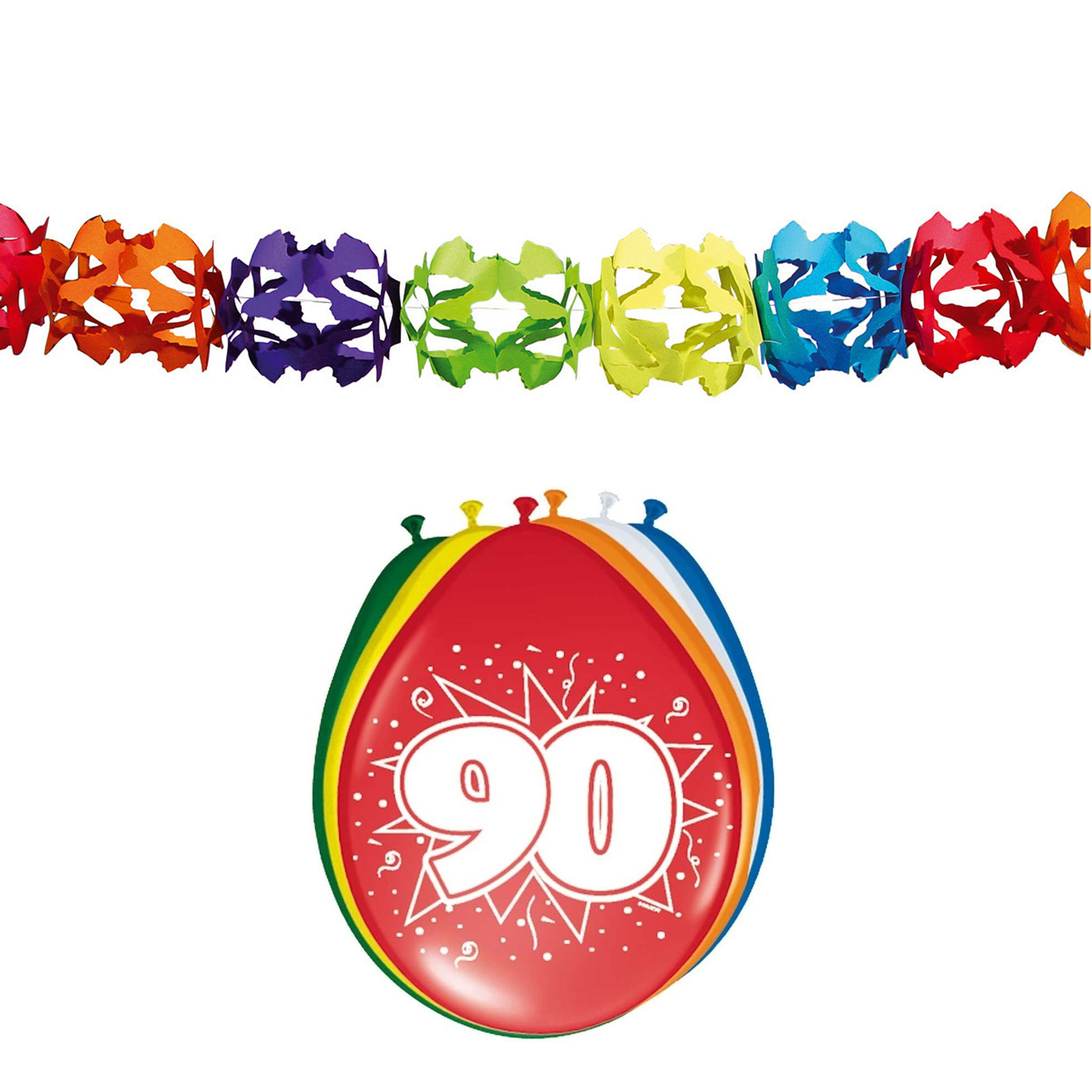 Folat Party 90e jaar verjaardag feestversiering set Ballonnen en slingers