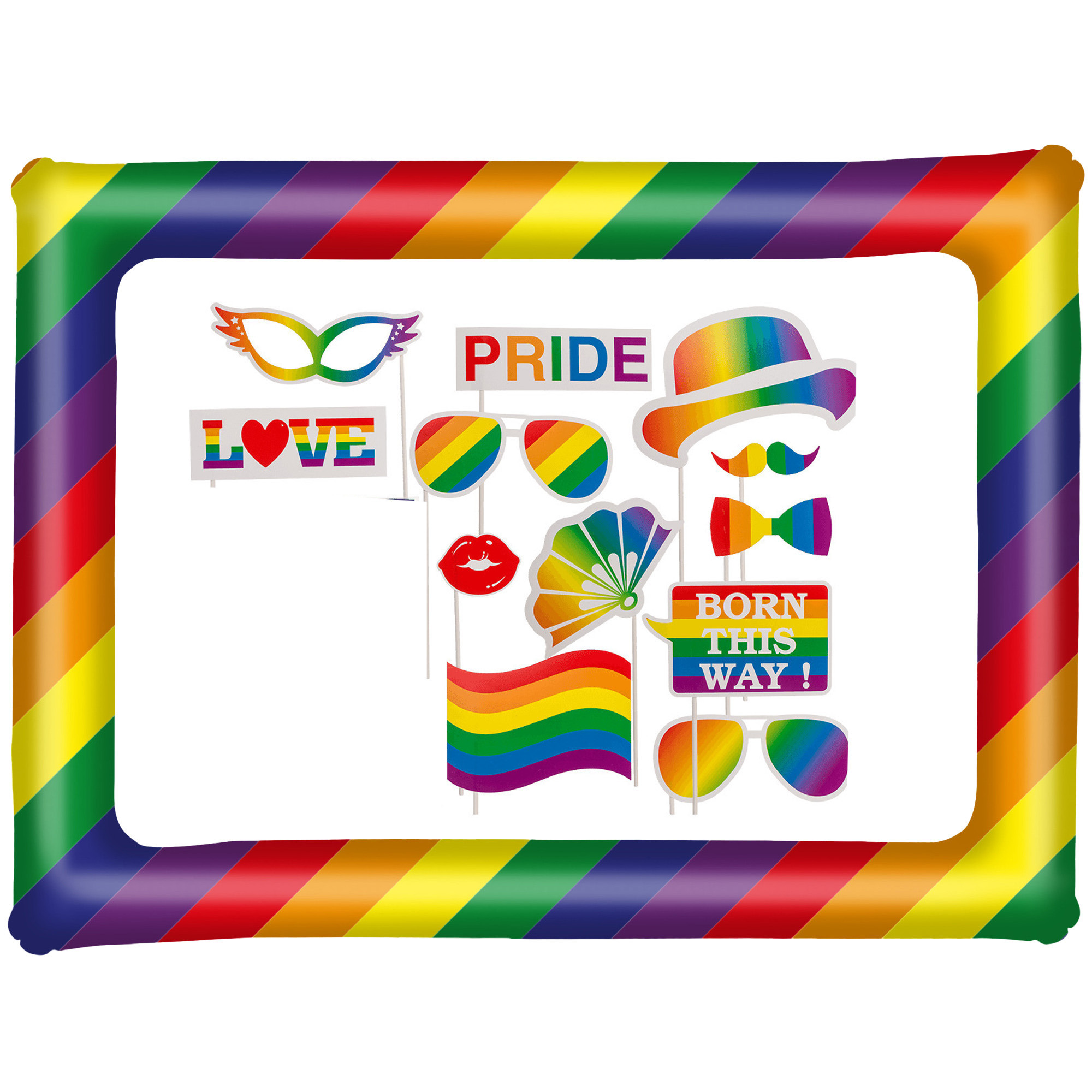 Foto prop set met frame gay pride regenboog 13-delig photo booth accessoires