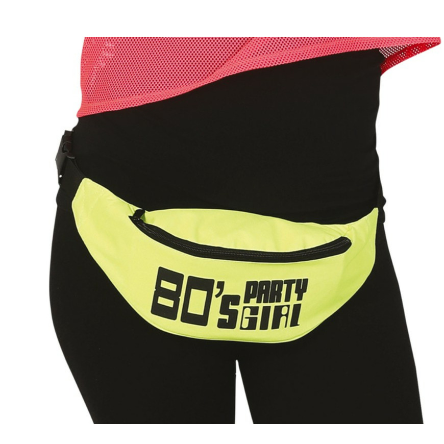 Foute 80s-90s print party heuptasje neon geel jaren 80-90 verkleed accessoires volwassenen