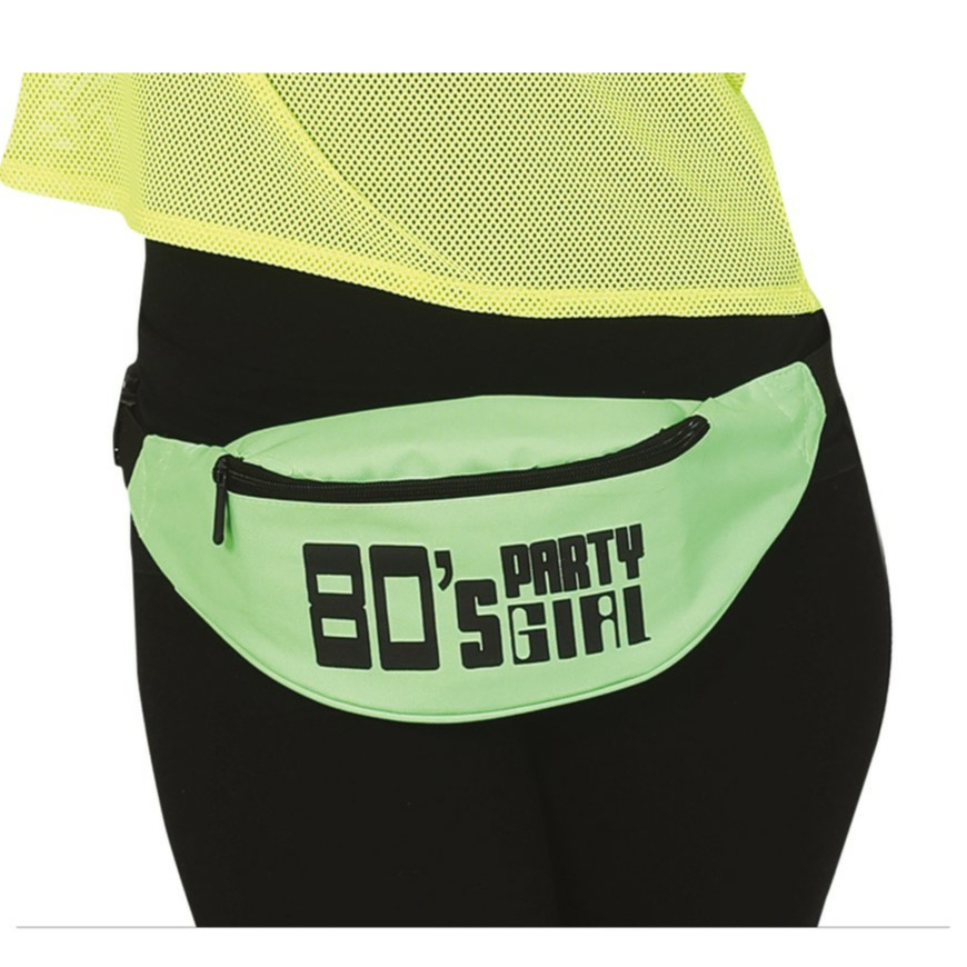 Foute 80s-90s print party heuptasje neon groen jaren 80-90 verkleed accessoires volwassenen