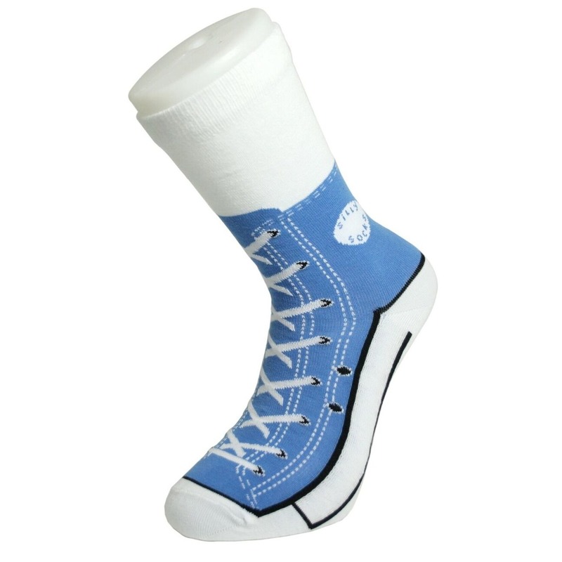 Foute sokken lichtblauwe sneaker print voor volwassenen maat 37-