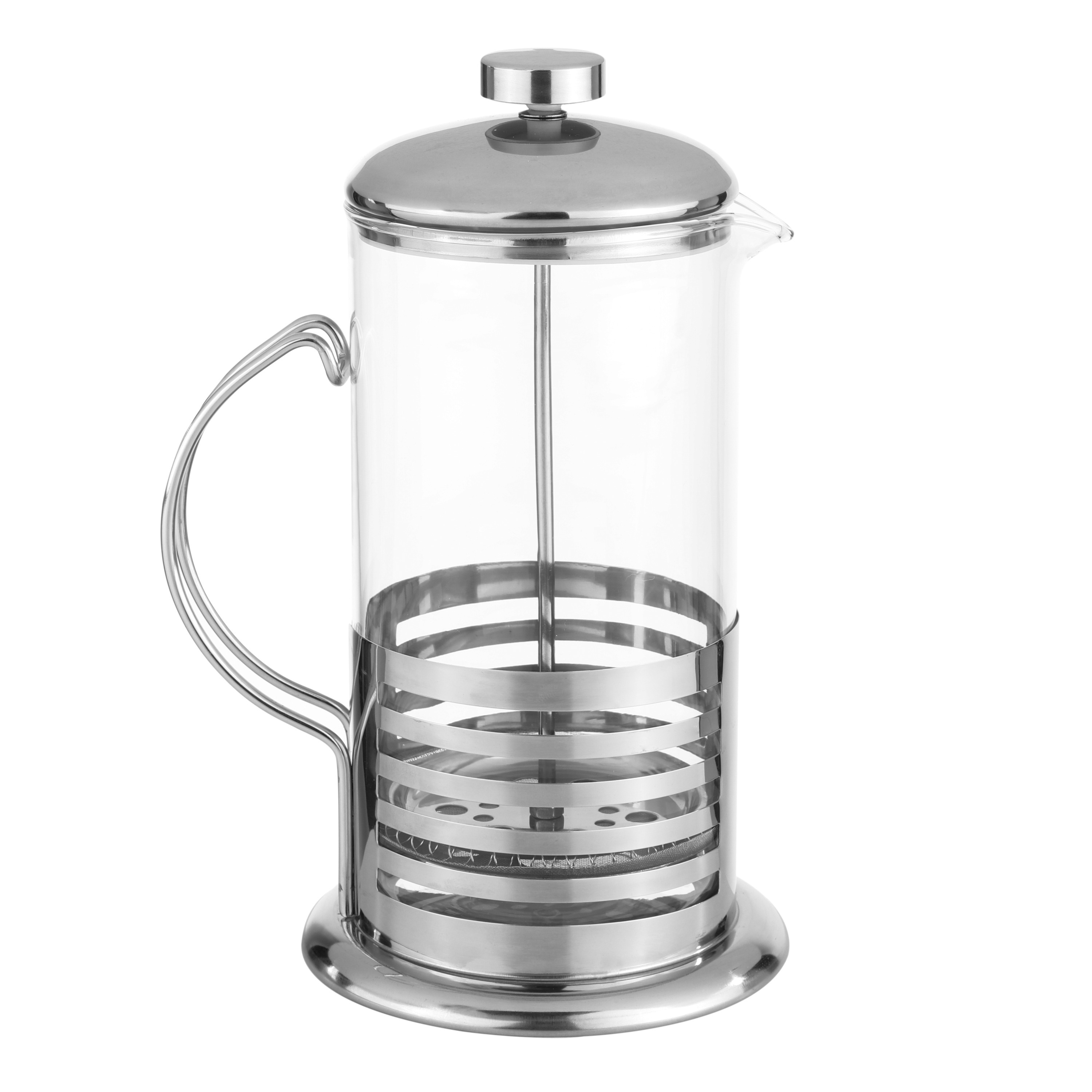 French press koffie-thee maker-cafetiere glas-RVS 1liter