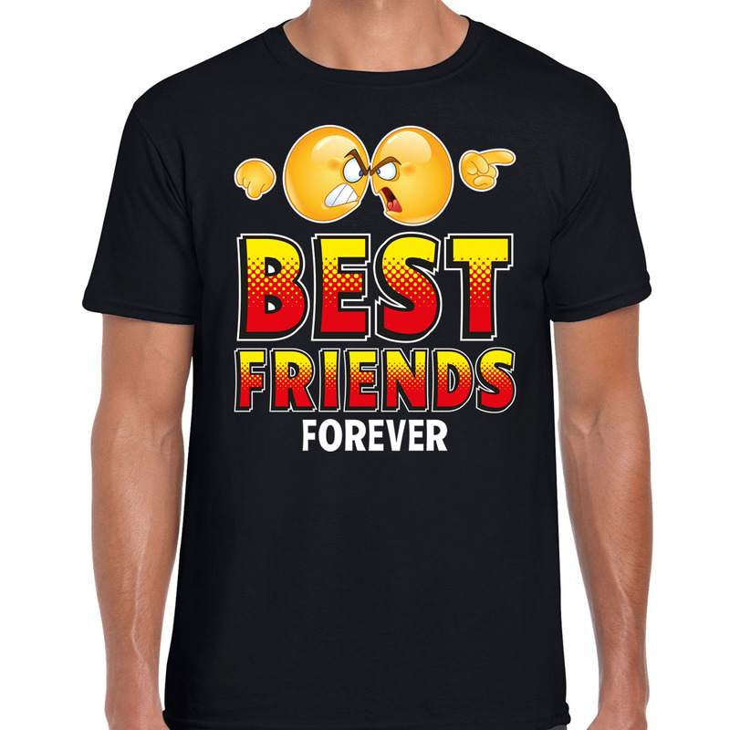 Funny emoticon t-shirt yes best friends forever zwart voor heren