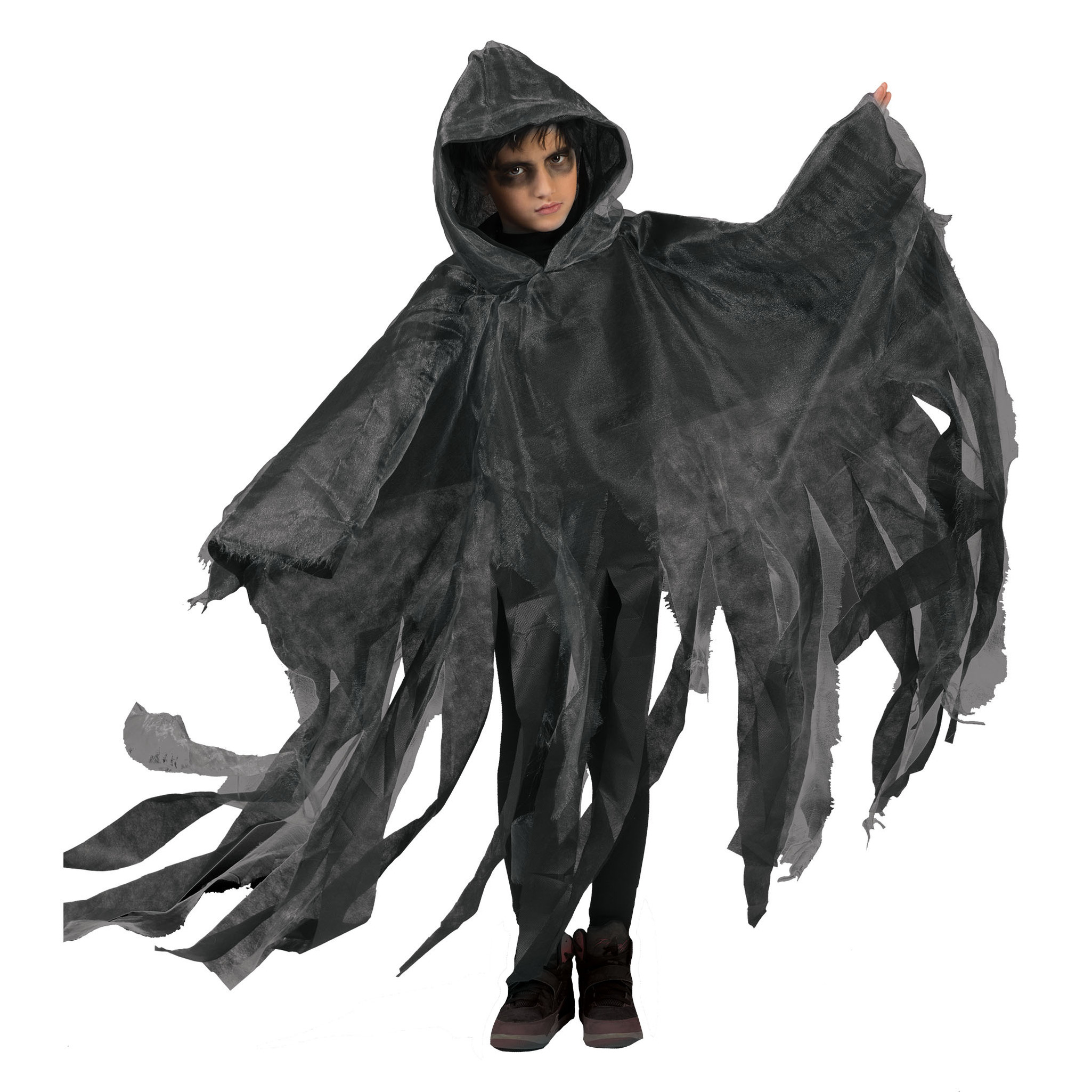 Funny Fashion Halloween verkleed cape/gewaad met kap - Spook/geest - Grijs - Voor kinderen