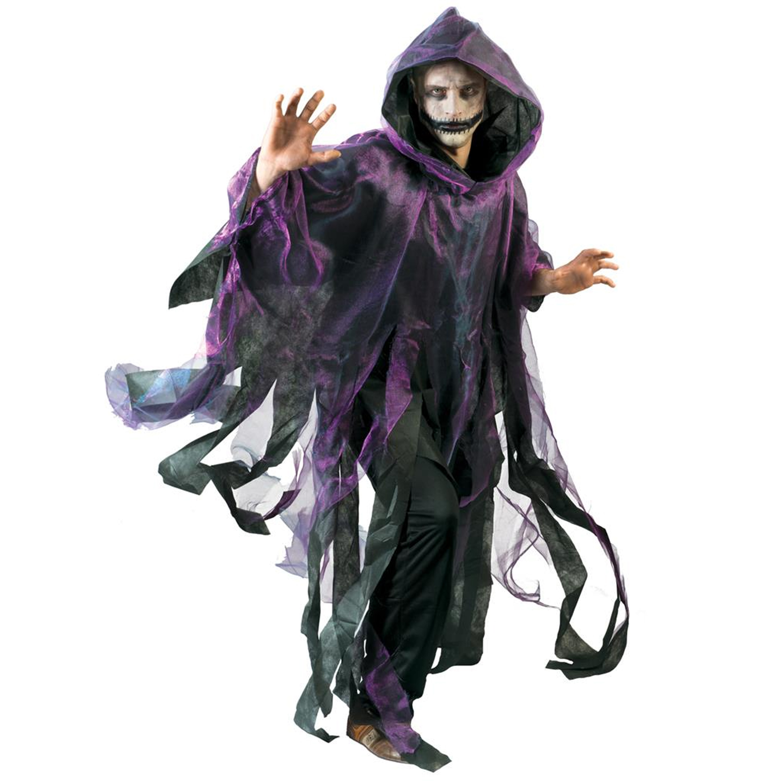Funny Fashion Halloween verkleed cape-gewaad met kap Spook-geest Paars Voor volwassenen