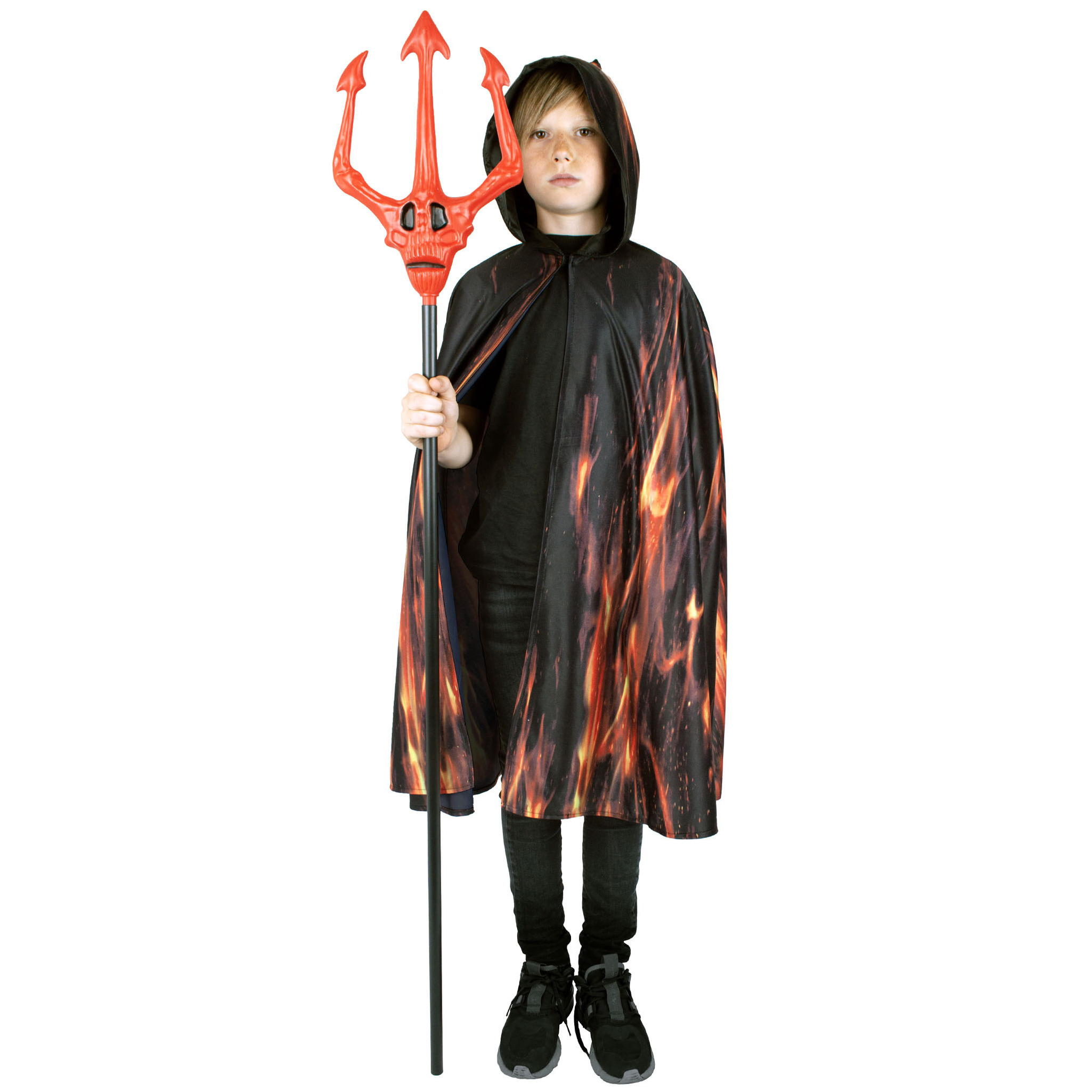Funny Fashion Halloween verkleed cape met kap vlammen print Carnaval kostuum-kleding