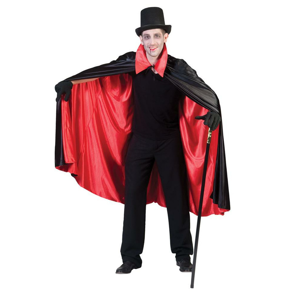 Funny Fashion Halloween verkleed cape - zwart/rood - Carnaval kostuum/kleding
