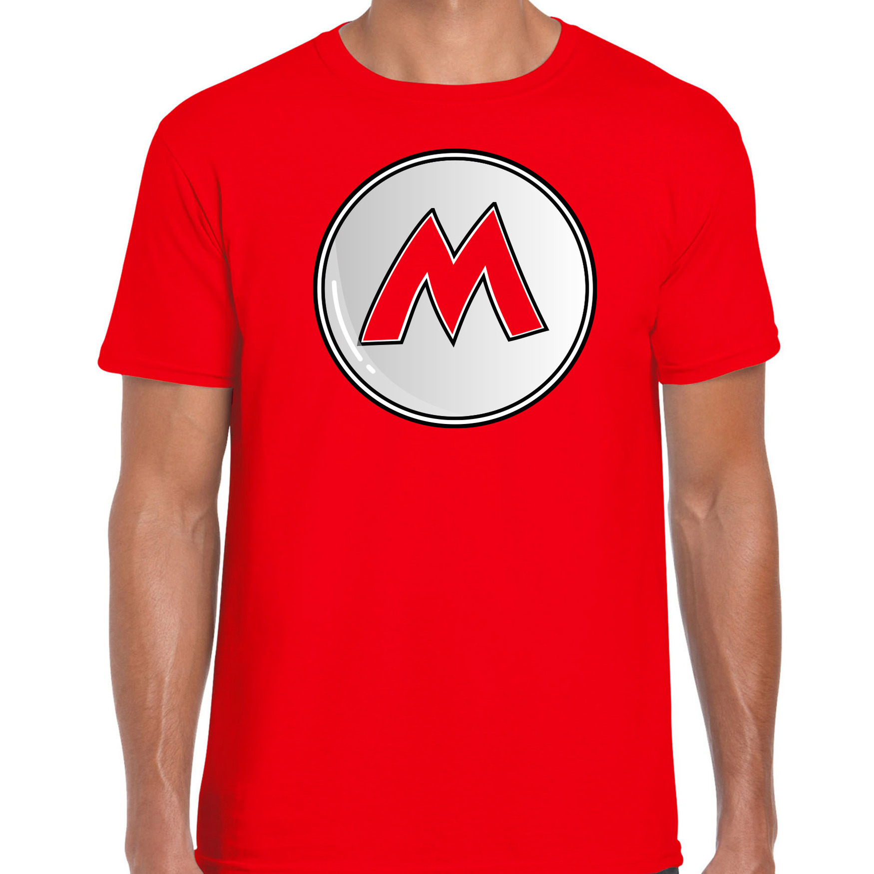Afbeelding van Game verkleed t-shirt voor heren - loodgieter Mario - rood - carnaval/themafeest kostuum