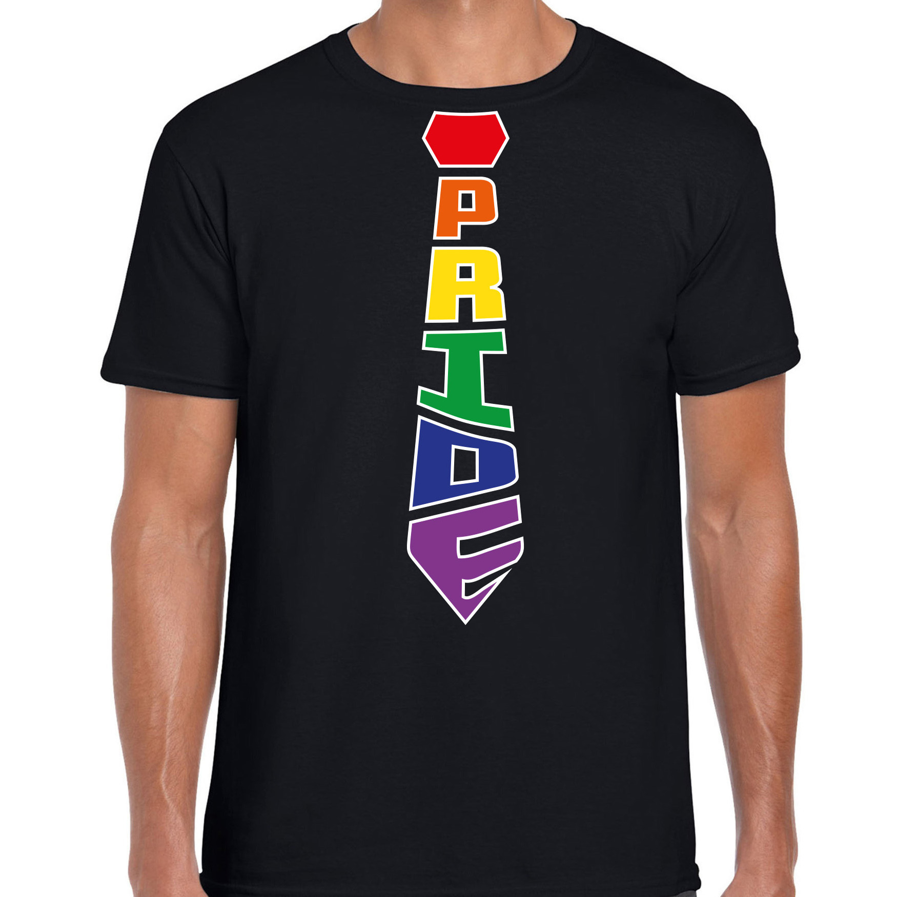 Gay Pride shirt pride stropdas regenboog heren zwart