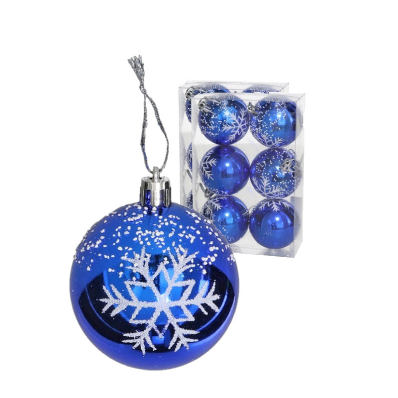 Gedecoreerde kerstballen 18x st 6 cm kunststof blauw sneeuwvlok