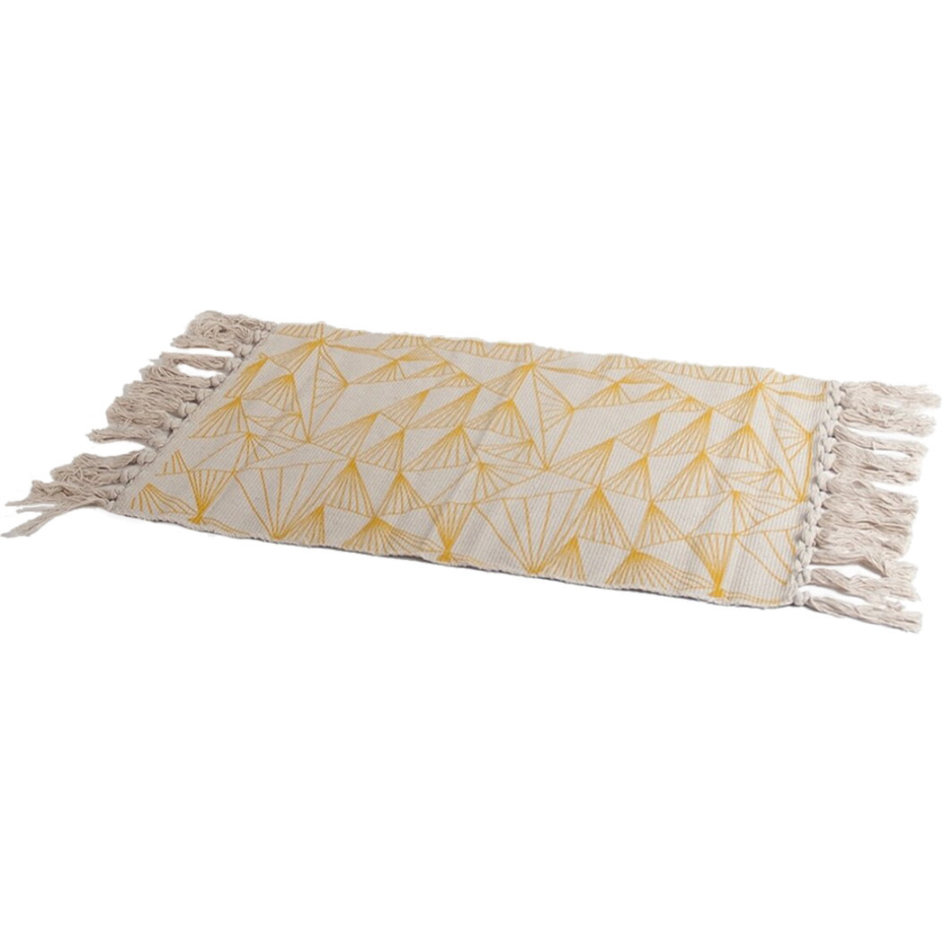 Gele-naturel hammam stijl badmat 45 x 70 cm rechthoekig