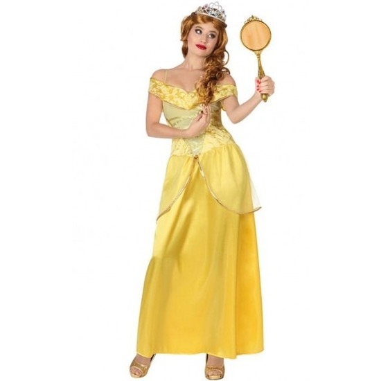 Gele prinsessen verkleed jurk voor dames