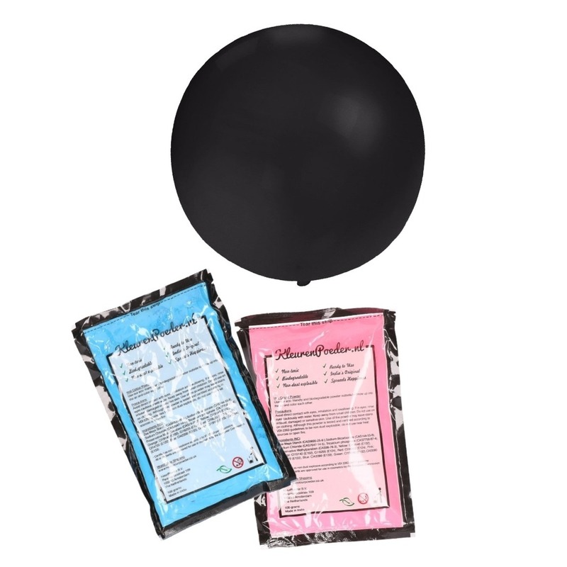 Gender reveal ballon inclusief roze en blauw poeder 60 cm -