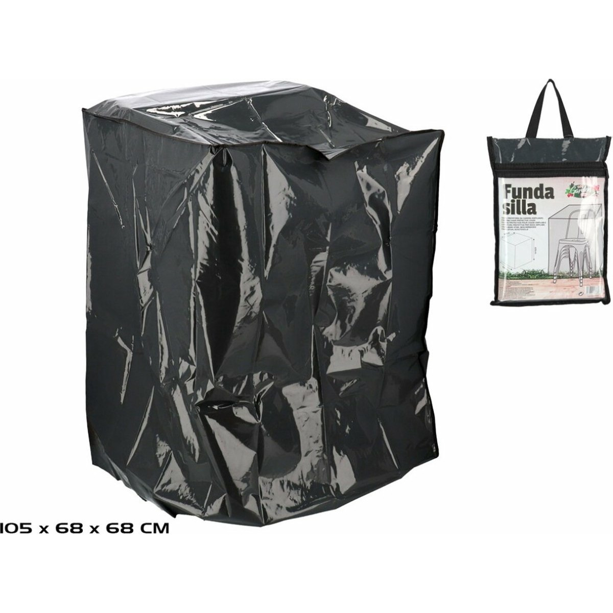 Gerimport afdekhoes-beschermhoes voor tuinstoelen-barbecue 1x zwart 105 x 68 x 68 cm