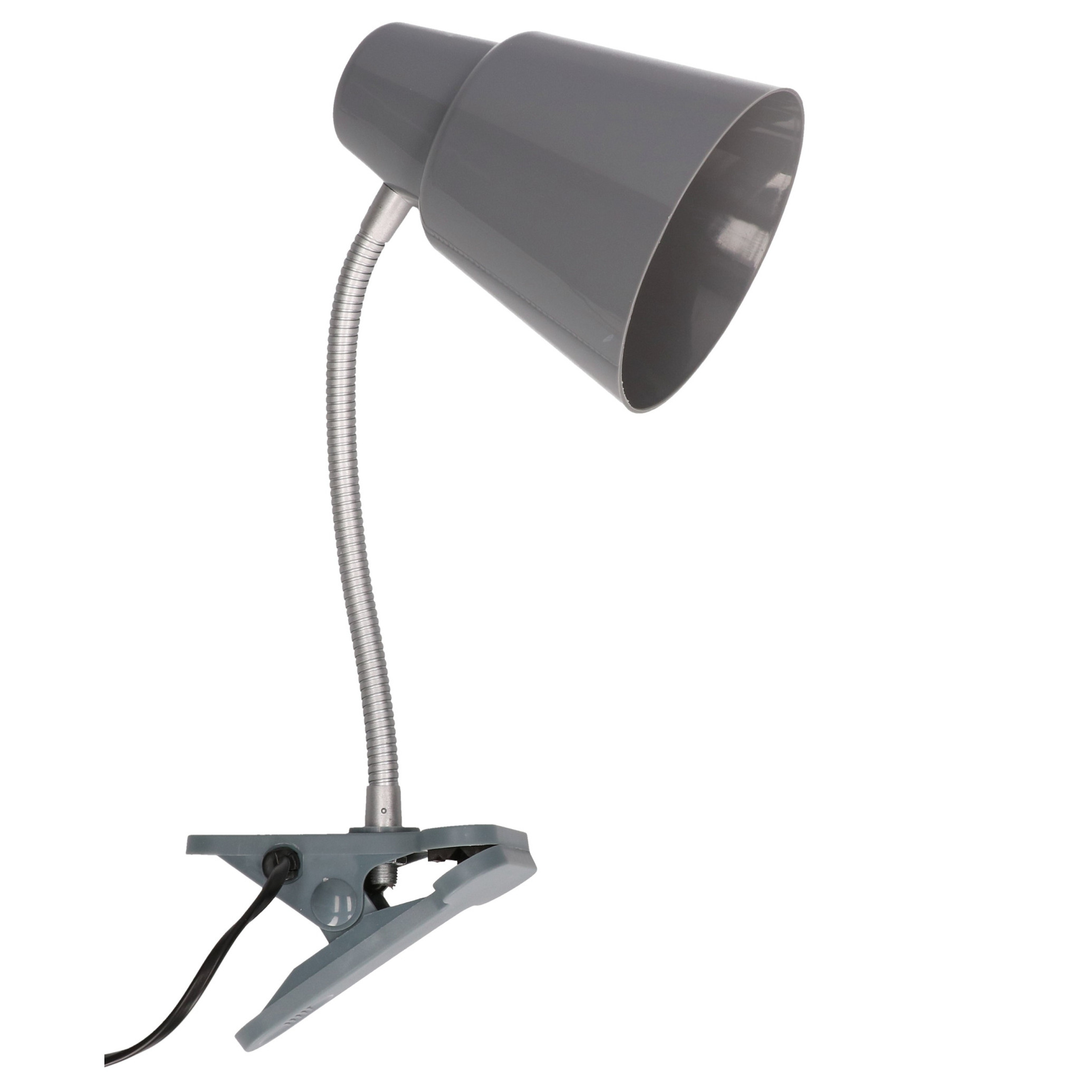 Gerimport Bureaulamp met klem grijs 22 x 12 x 32 cm Buigbare leeslampen- tafellampen