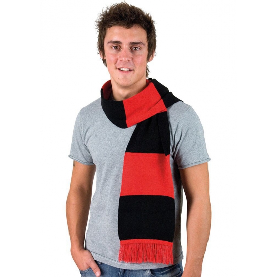 Gestreepte sjaal rood met zwart