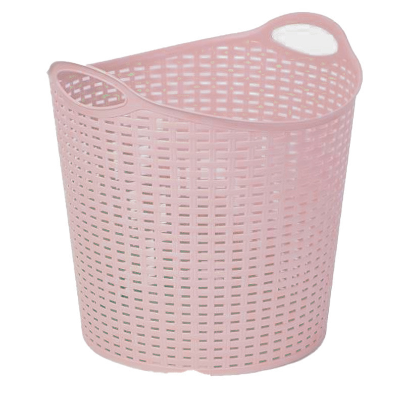 PlasticForte Gevlochten wasmand/opbergmand - flexibel - roze - 27 liter - rond - kunststof -