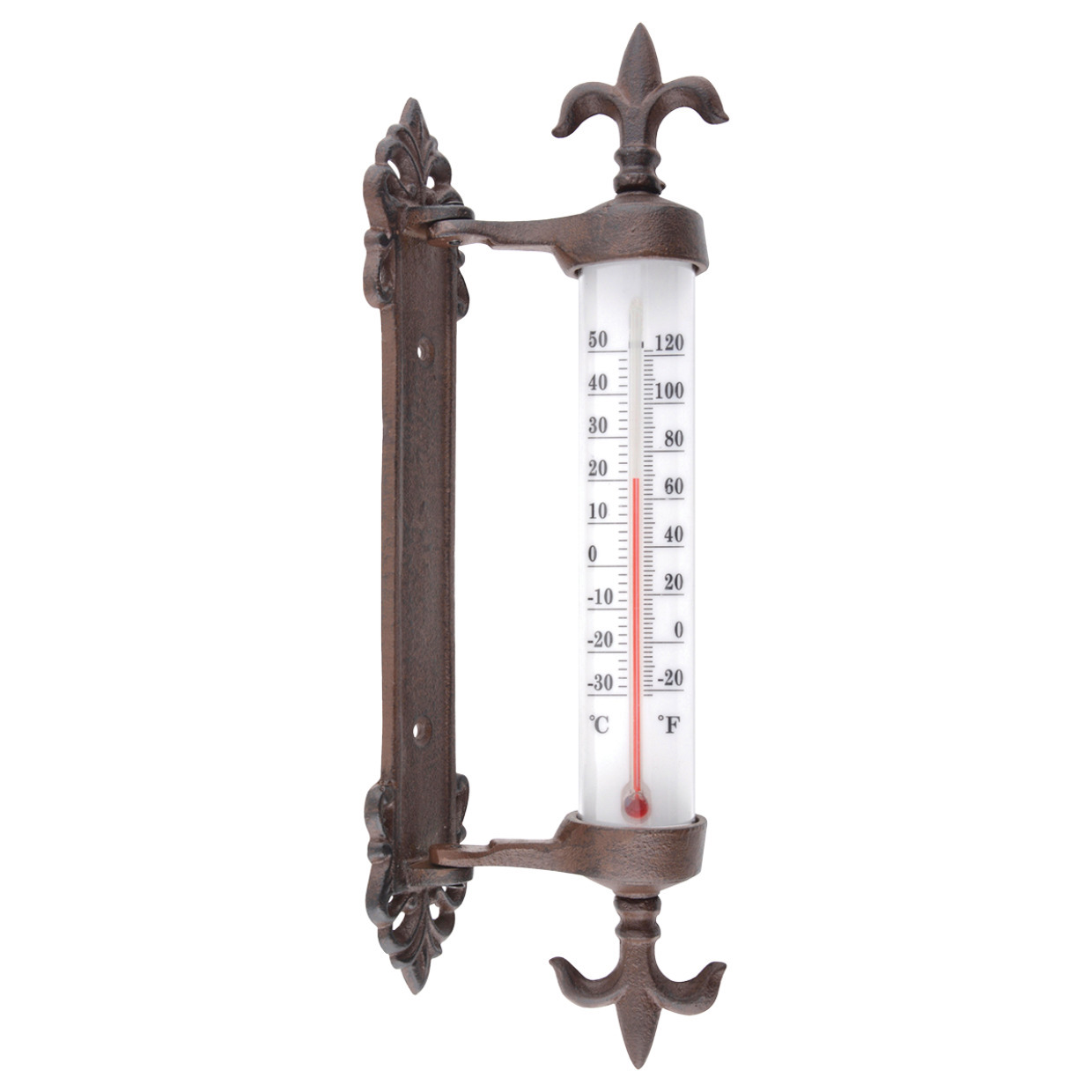 Gietijzeren wandthermometer Frans design voor binnen en buiten 29 cm