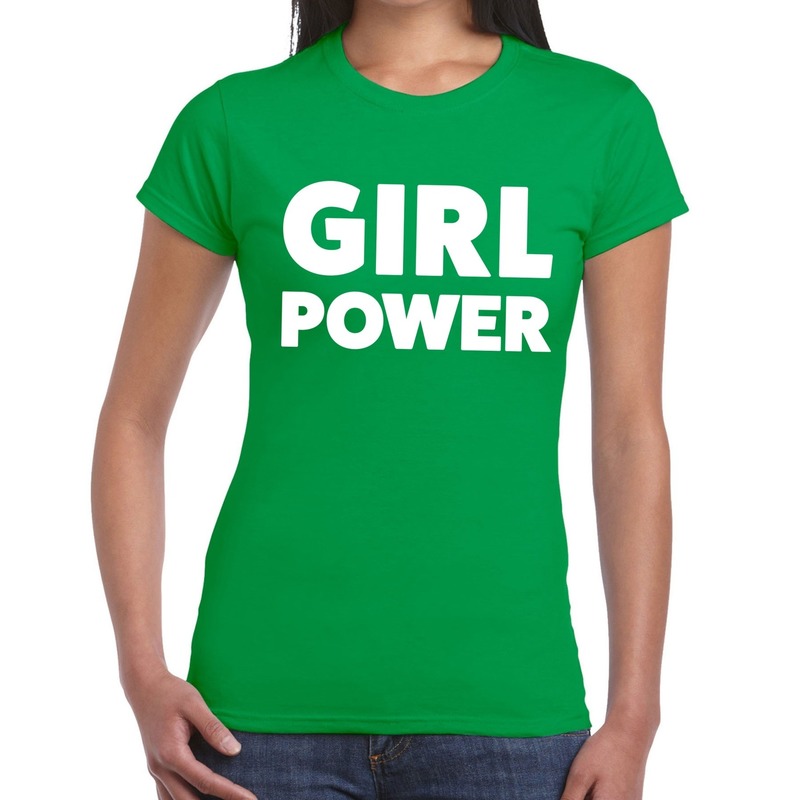 Girl Power tekst t-shirt groen dames