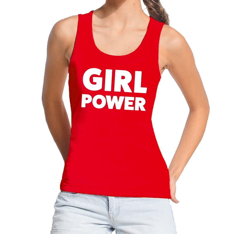 Girl Power tekst tanktop-mouwloos shirt rood dames