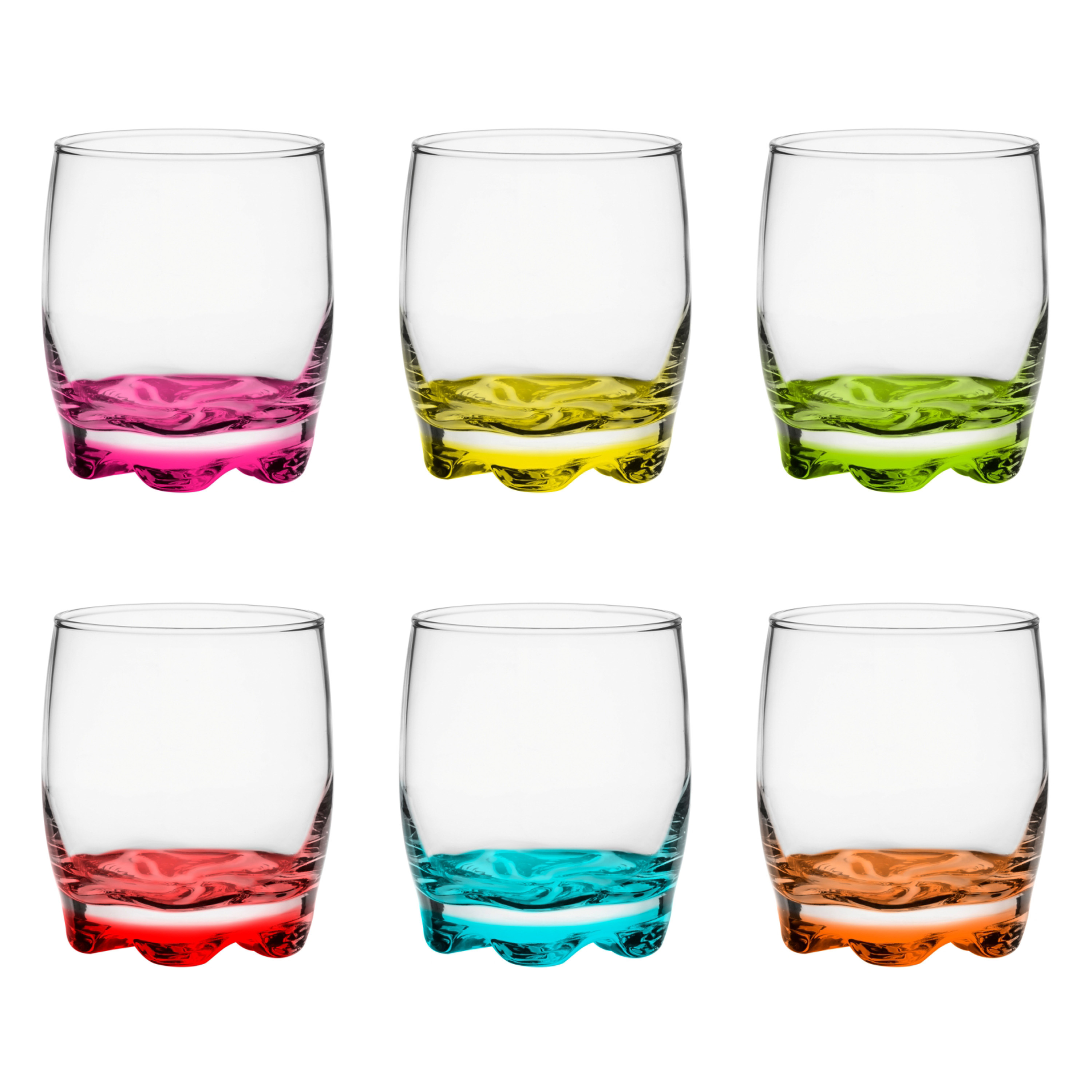 Glasmark drinkglazen-waterglazen Tumblers glas gekleurde basis 12x stuks 250 ml