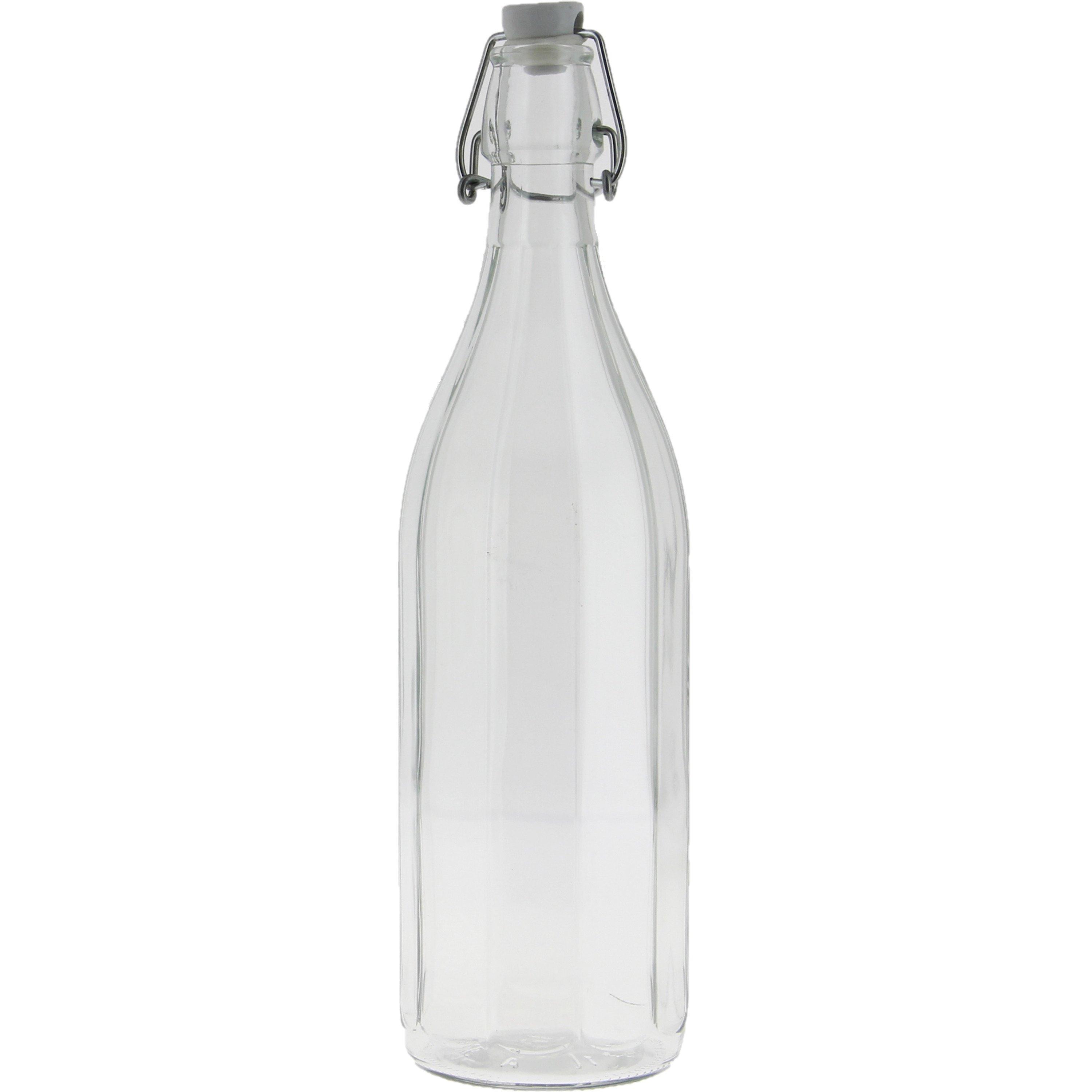 Glazen fles transparant met beugeldop van 1 liter-1000 ml
