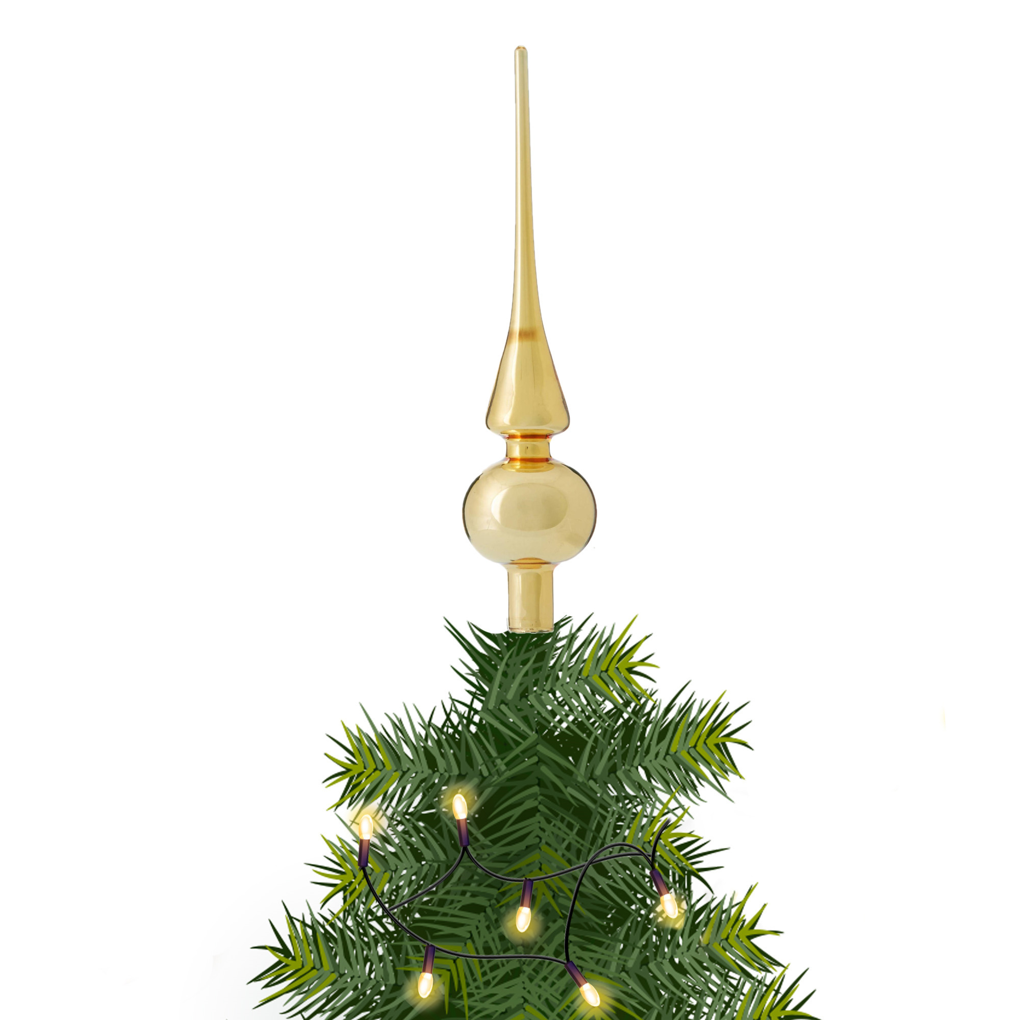 Glazen kerstboom piek-topper goud glans 26 cm