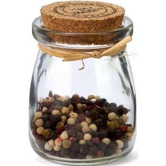 Glazen mini voorraadpotje-kruidenpotje met kurk 7,5 cm