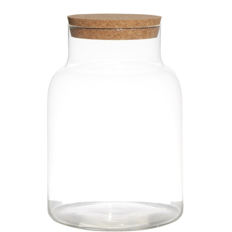 Glazen voorraadpot-snoeppot vaas van 17.5 x 25 cm met kurk dop