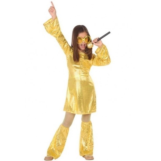 veteraan Converteren Overeenstemming Gouden glitter disco jurk voor meisjes - Meisjes verkleedkleding - Bellatio  warenhuis