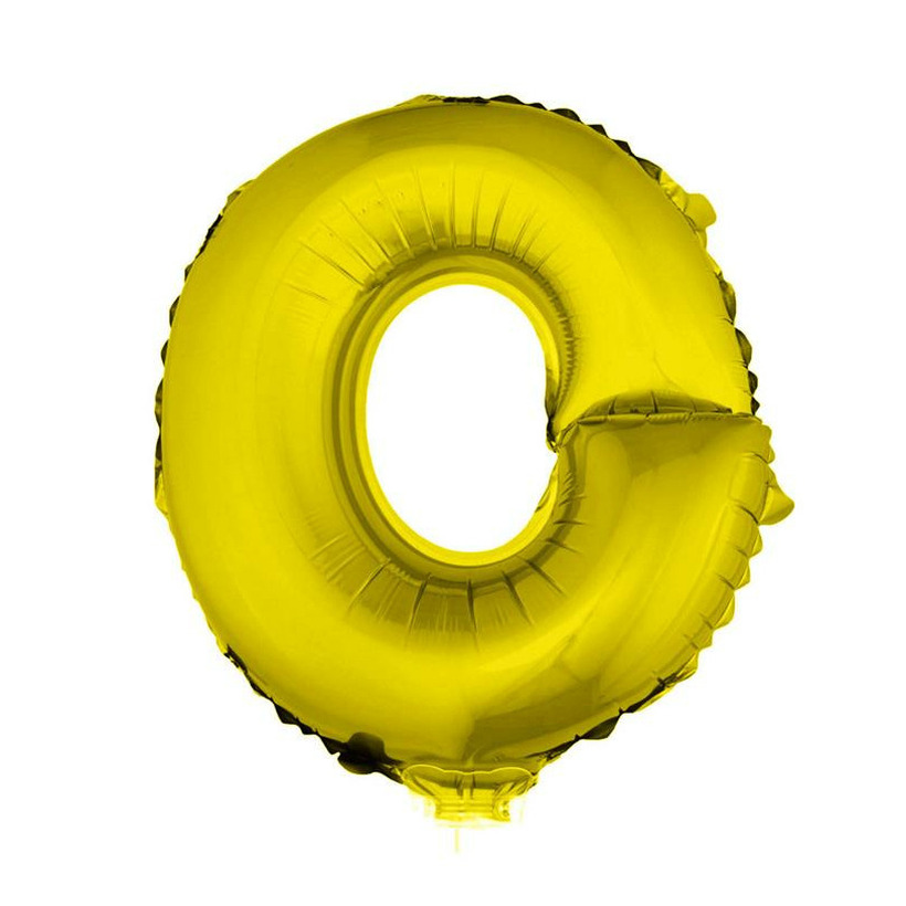 Gouden opblaas letter ballon O op stokje 41 cm
