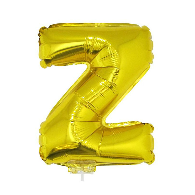 Gouden opblaas letter ballon Z op stokje 41 cm