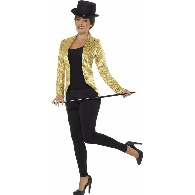 Gouden slipjas met pailletten verkleed kostuum/jas voor dames